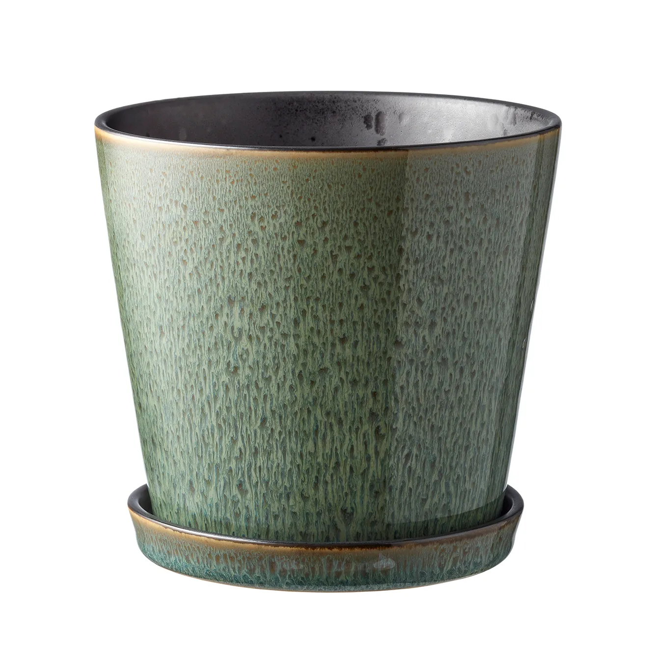 Bitz pot met schotel Ø14 cm, Groen-zwart Bitz