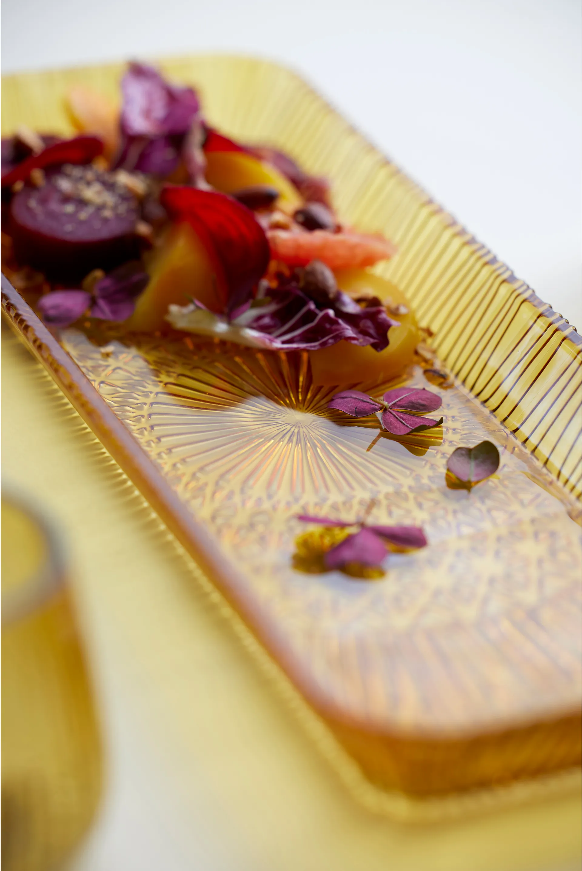 Kusintha serveerschotel rechthoekig 14x38 cm, Amber Bitz