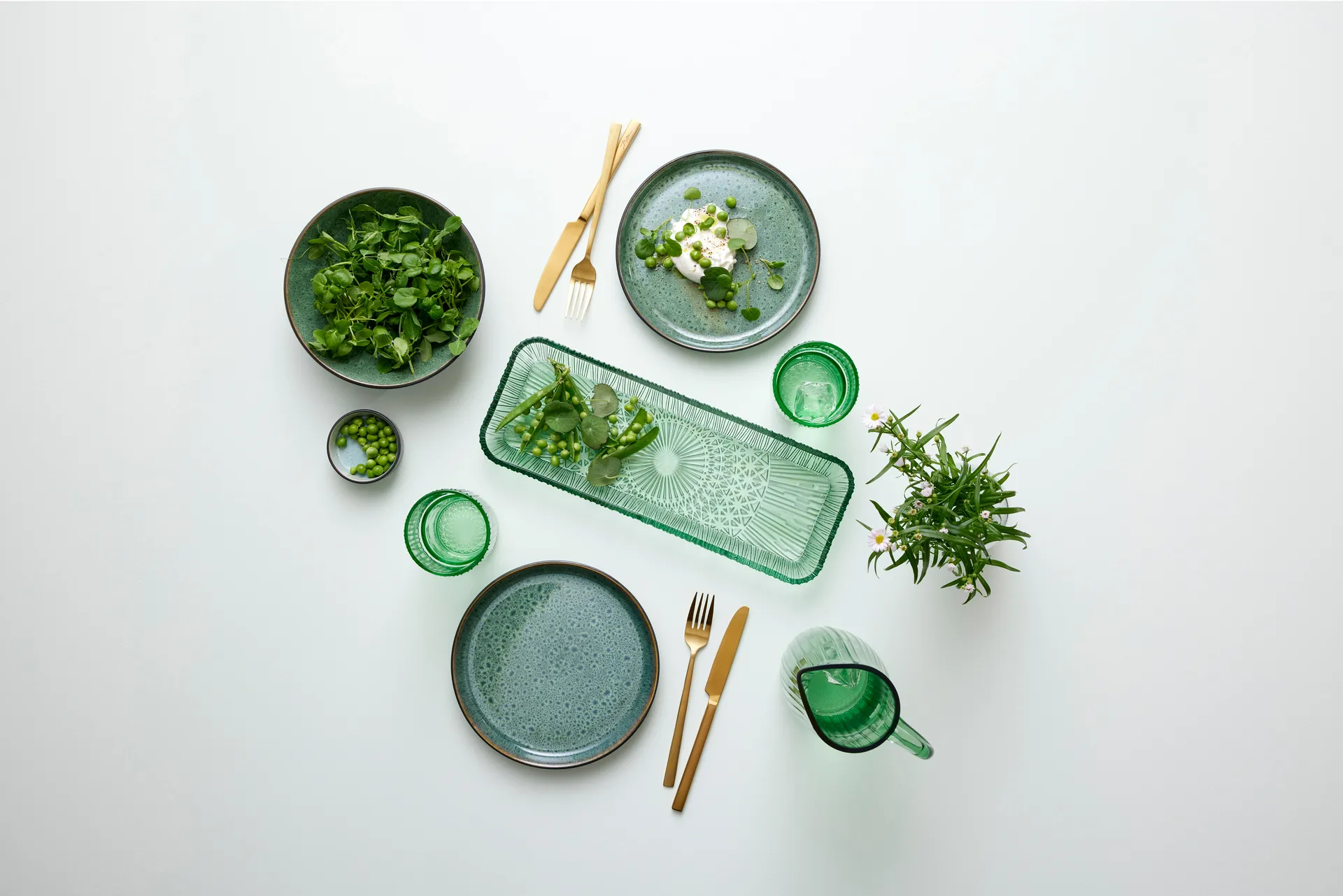 Kusintha serveerschotel rechthoekig 14x38 cm, Green Bitz