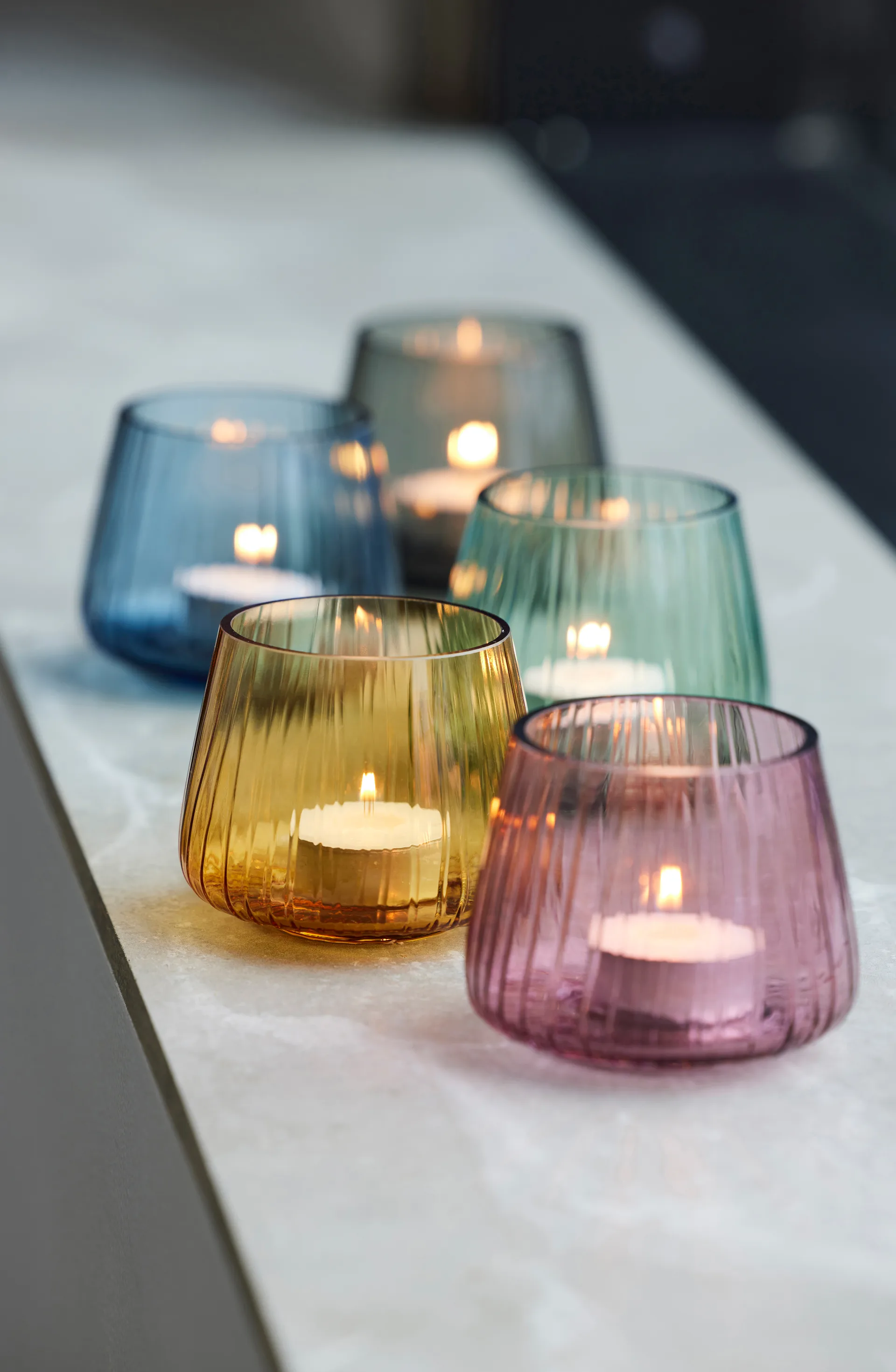 Kusintha waxinelichtjeshouder 7,5 cm 2-pack, Amber Bitz