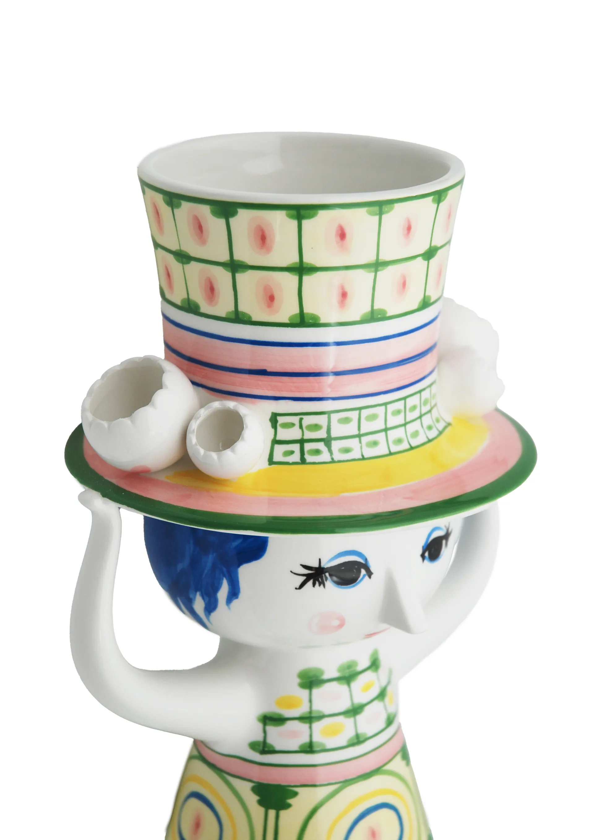 Dame med hat vaas H24,5 cm, Groen Bjørn Wiinblad