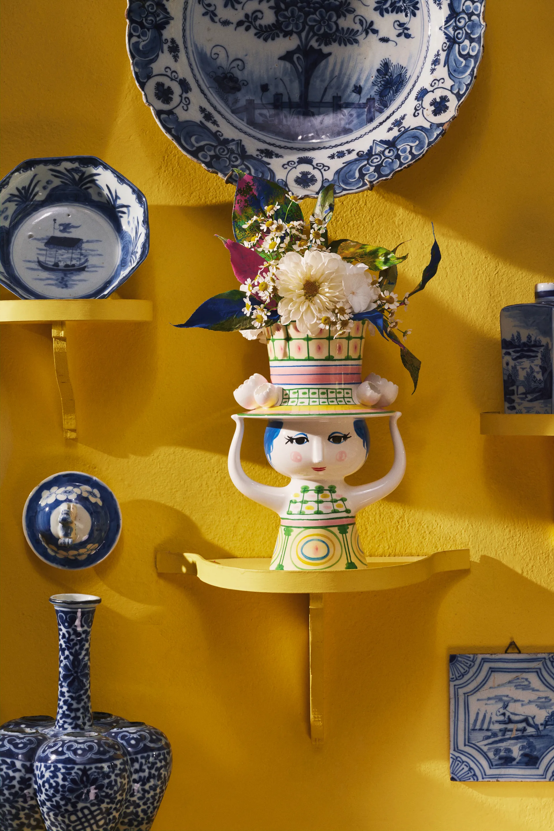 Dame med hat vaas H24,5 cm, Groen Bjørn Wiinblad