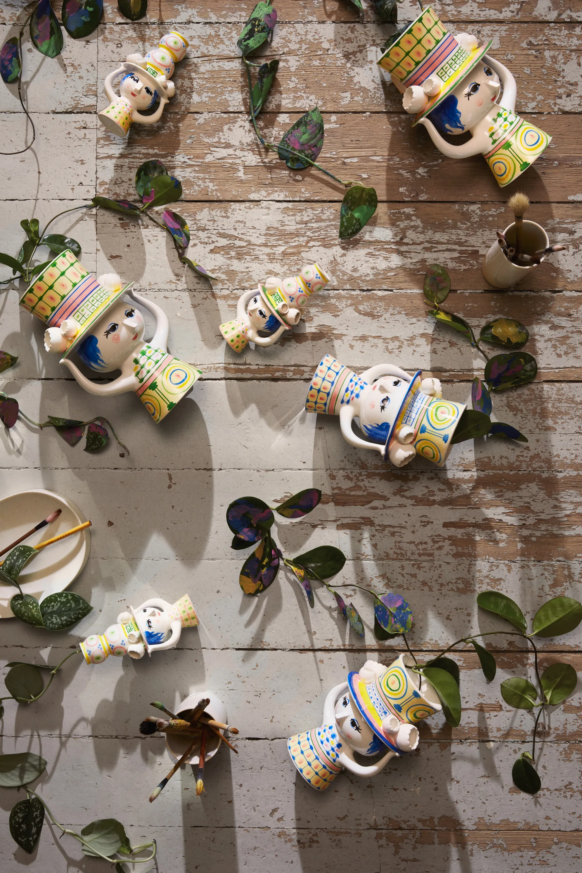 Dame med hat vaas H24,5 cm, Groen Bjørn Wiinblad