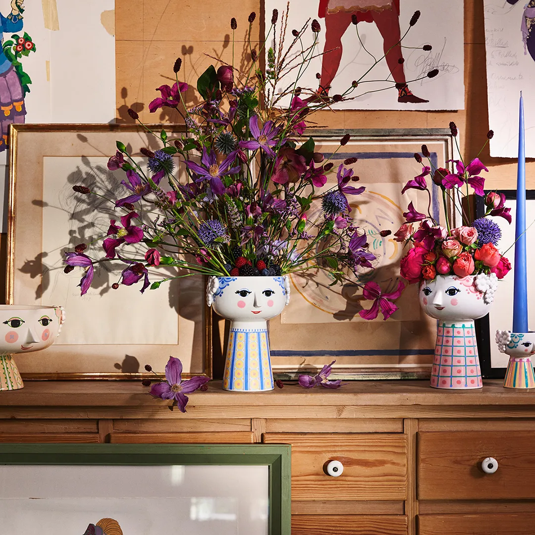 Eva vaas 18,5 cm, Blauw-blauw Bjørn Wiinblad