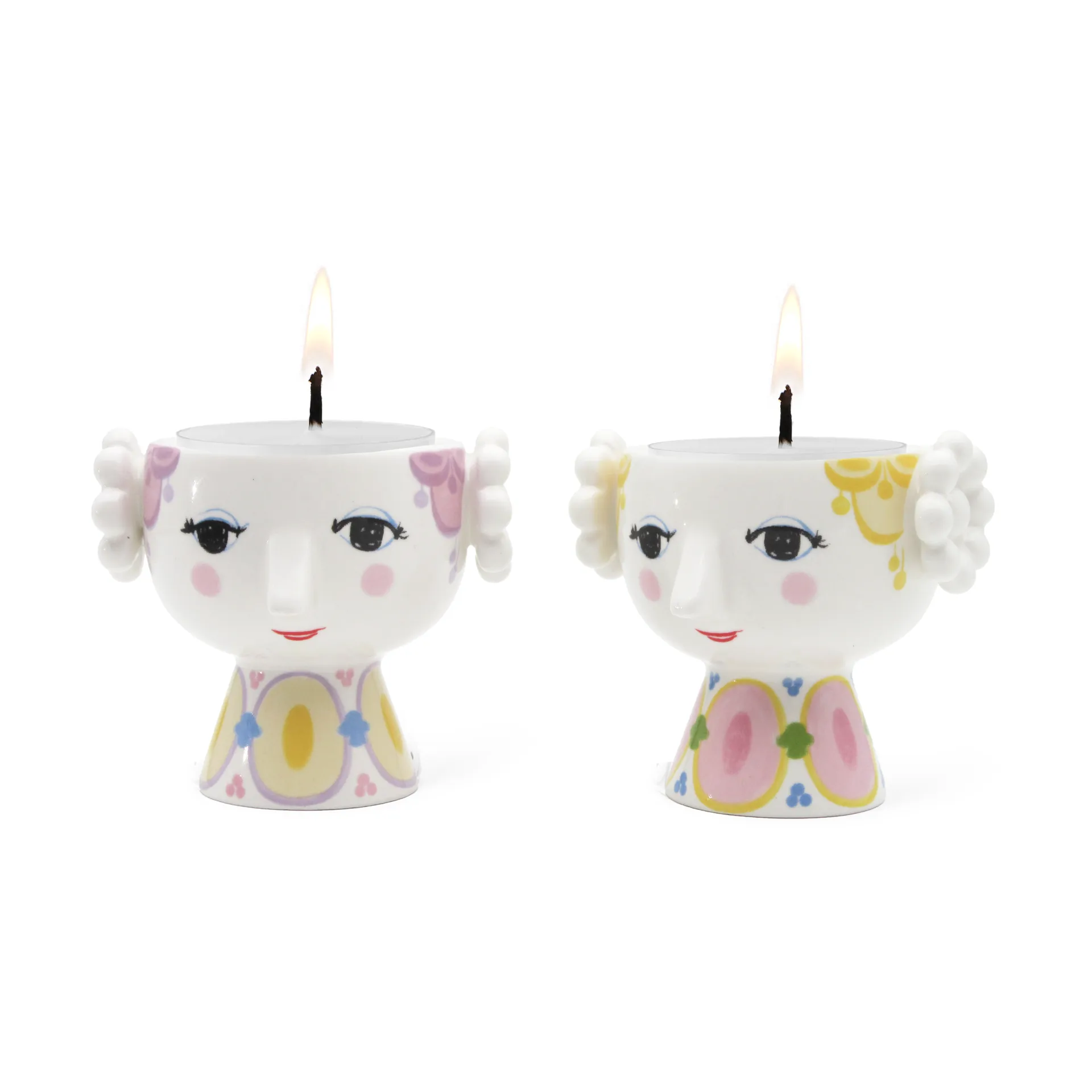 Eva waxinelichthouder Ø6,5 cm 2-pack, Geel-lavendel Bjørn Wiinblad