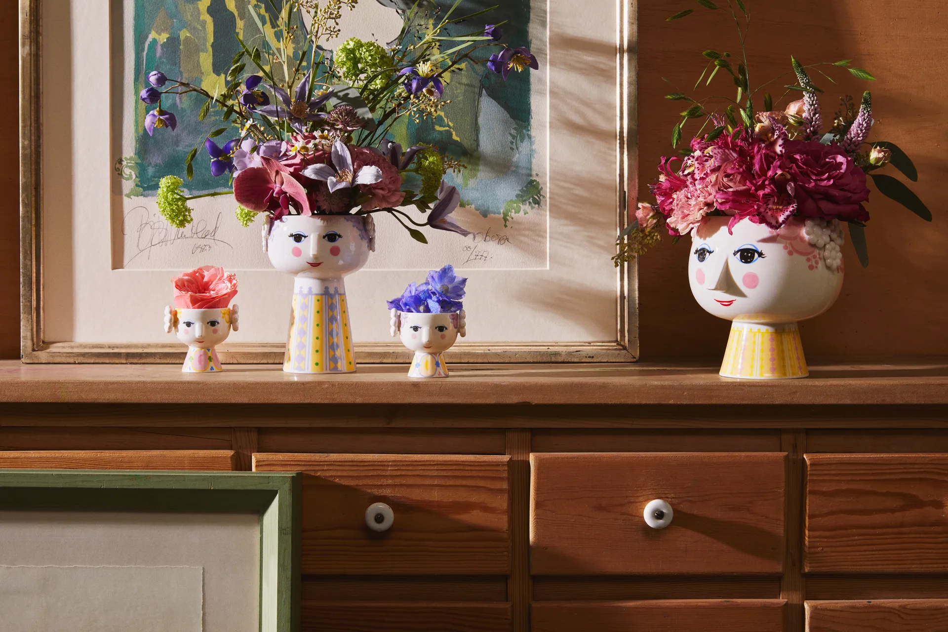 Eva waxinelichthouder Ø6,5 cm 2-pack, Geel-lavendel Bjørn Wiinblad