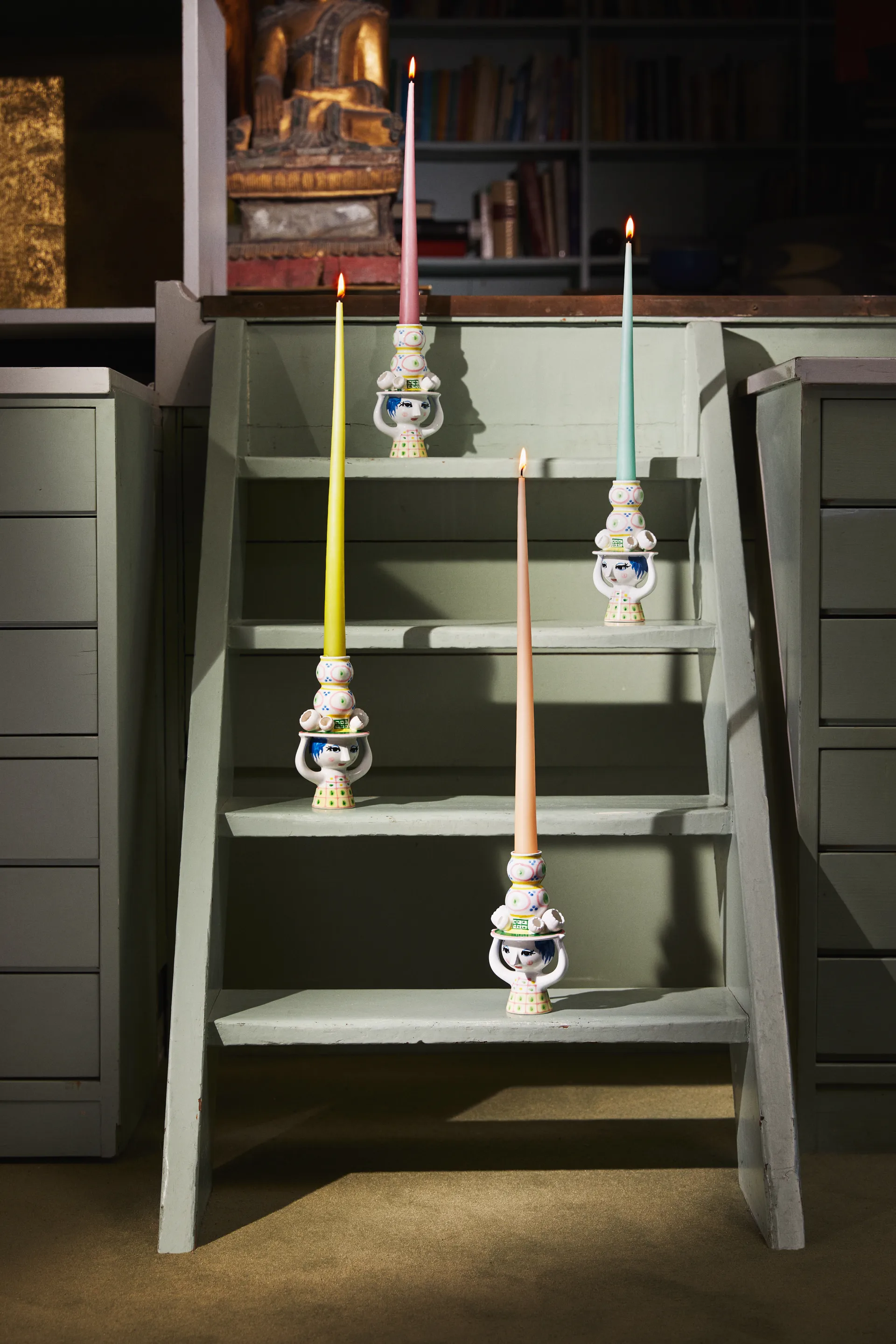 Lady with hat kandelaar H16 cm, Roze Bjørn Wiinblad