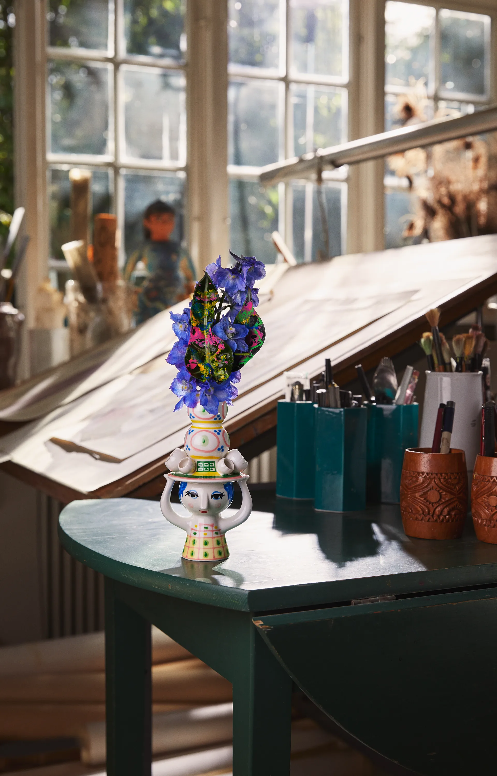 Lady with hat kandelaar H16 cm, Roze Bjørn Wiinblad