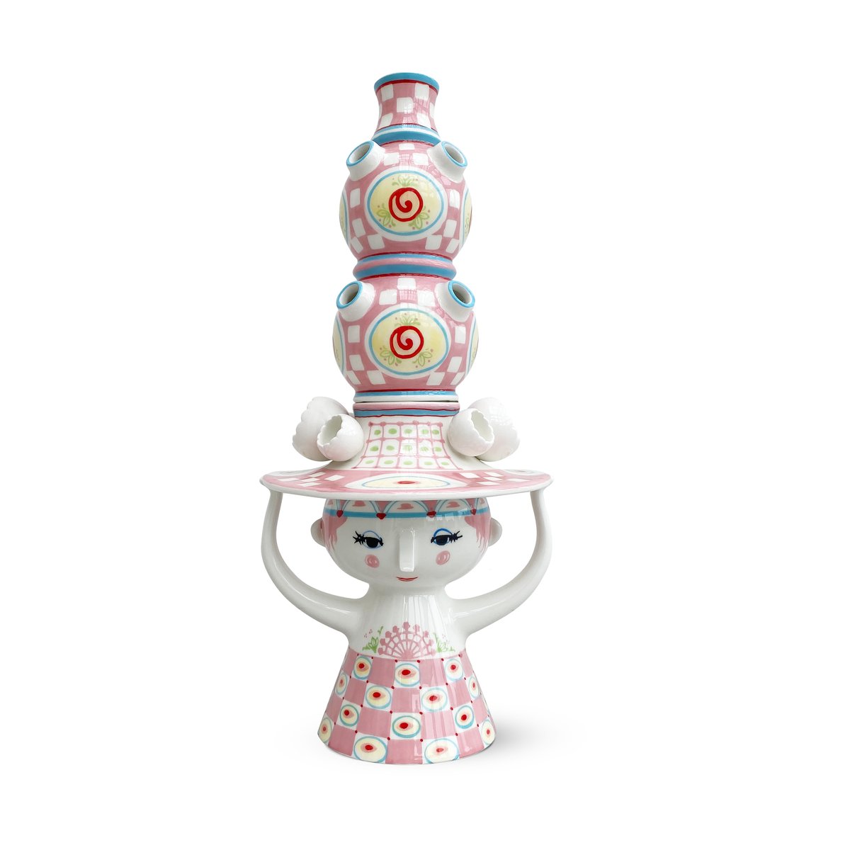Bjorn Wiinblad Lady with hat vaas 50 cm Roze | Scandinavisch Interieur | Vazen | Roze