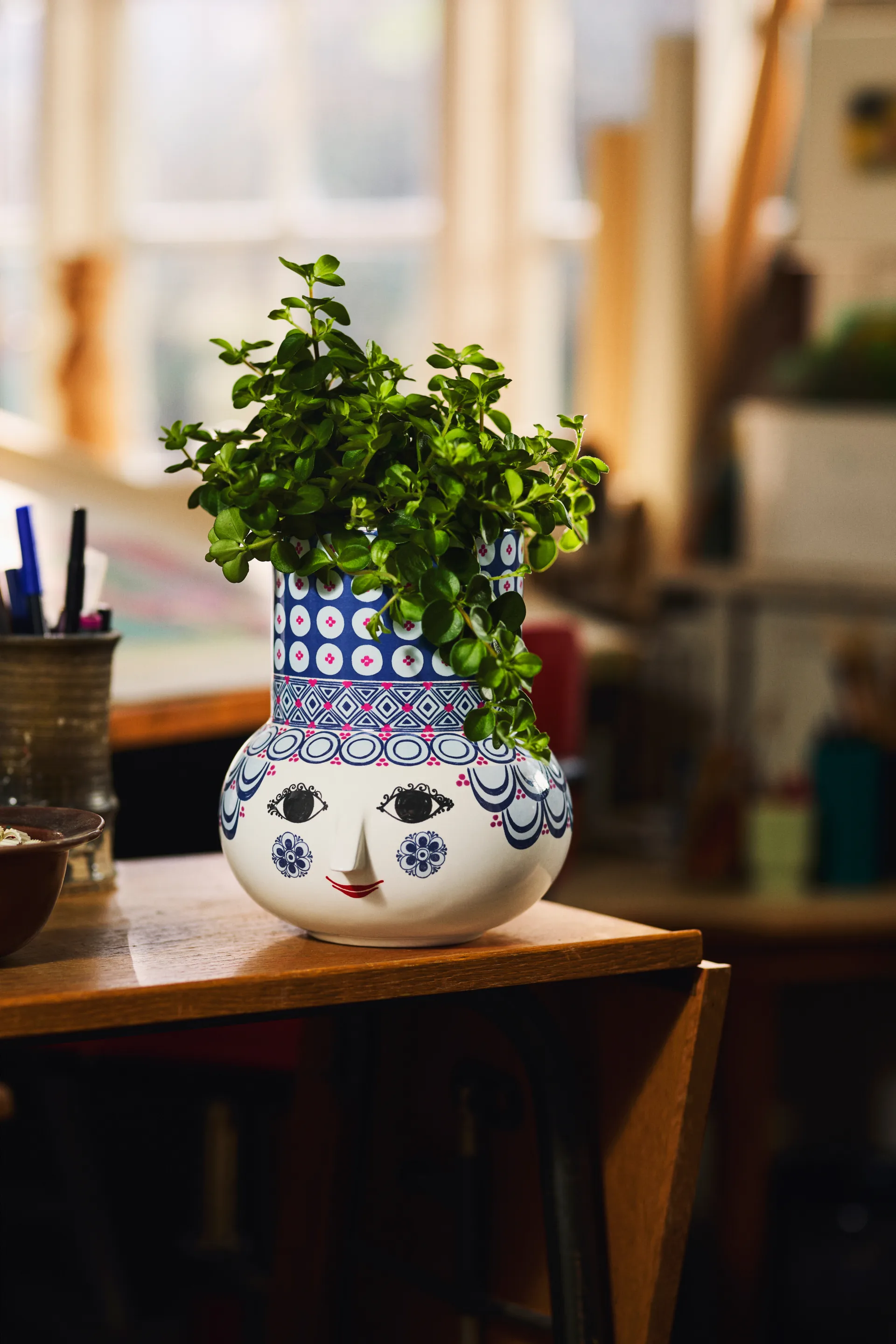 Olga vaas 20 cm, Blauw Bjørn Wiinblad