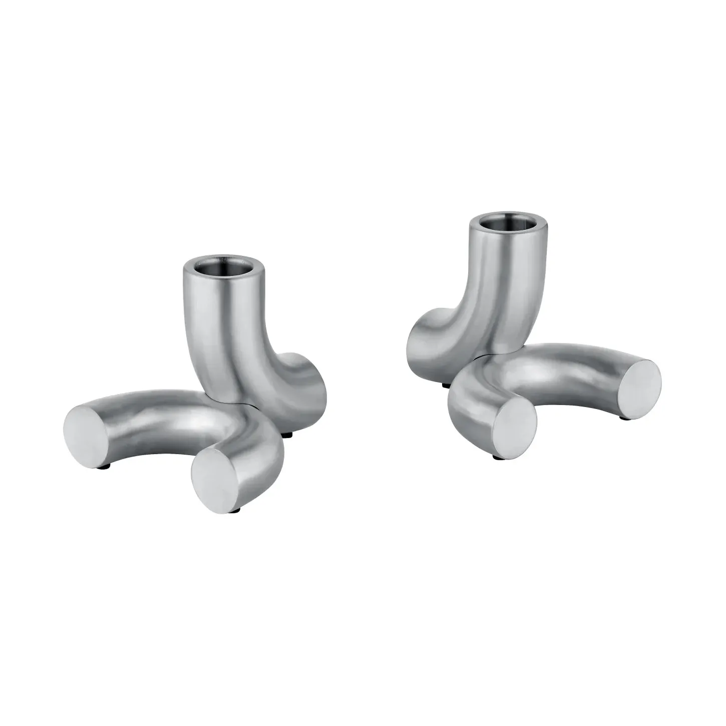 Doodle kaarsenhouder 2-pack, Mat roestvrij staal blomus