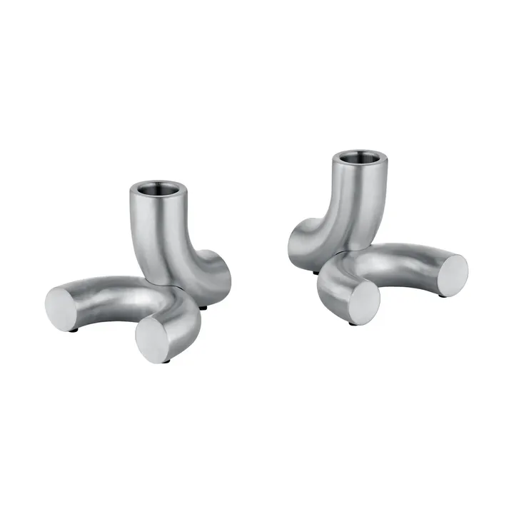 Doodle kaarsenhouder 2-pack - Mat roestvrij staal - blomus