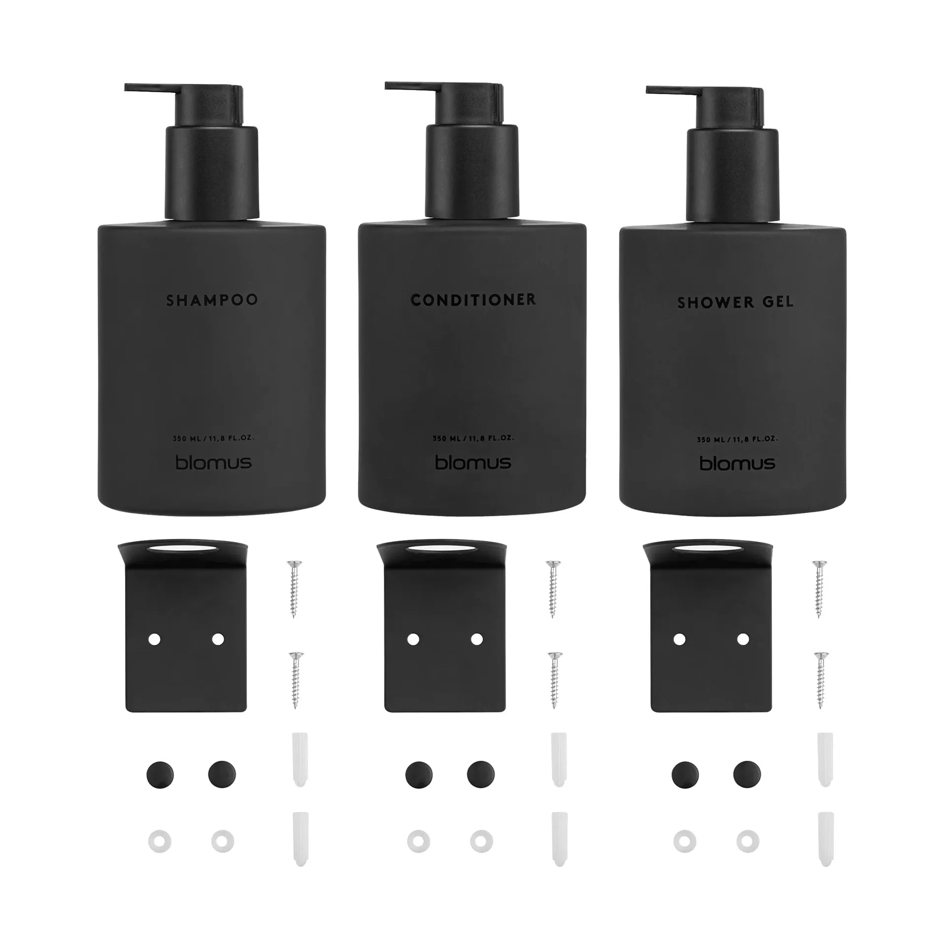 Kirei glasflessen inkl. wandhouder 3-pack, Smoke, te monteren met schroeven blomus