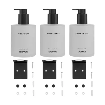 Kirei glasflessen inkl. wandhouder 3-pack - Wit, te monteren met schroeven - blomus