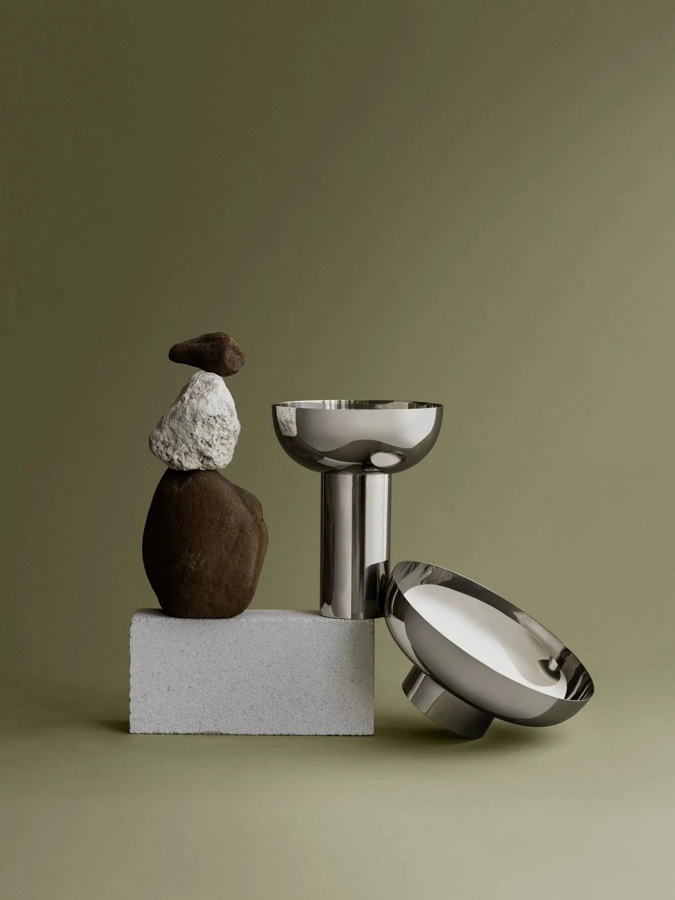 MIYABI vaas M Ø23 cm, Zilverkleurig blomus