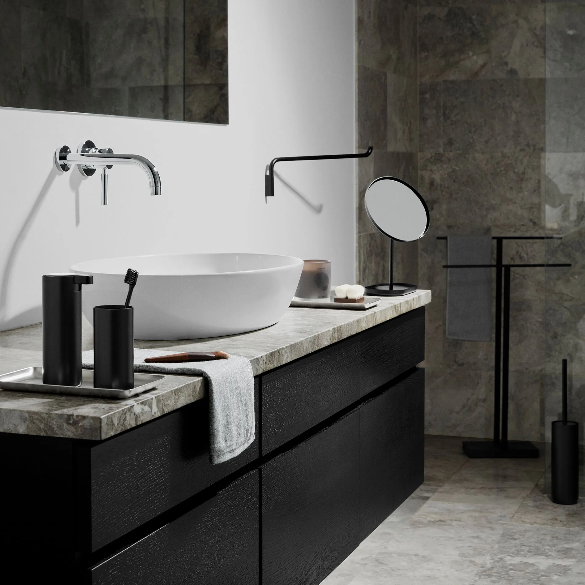 Modo make-upspiegel, Zwart blomus