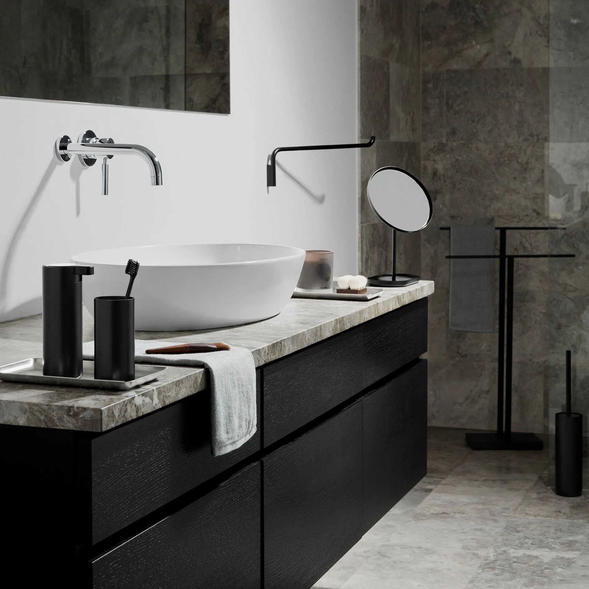 Modo tandenborstelhouder, Zwart blomus