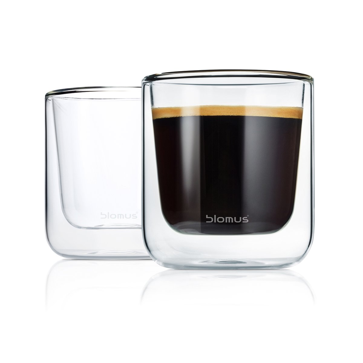 blomus Nero geïsoleerd koffieglas, 2 stuks Transparant