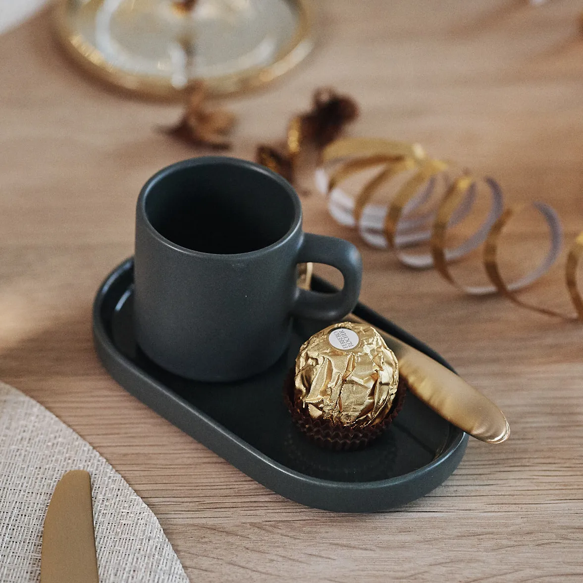 Pilar espressokopje met schotel, 2 stuks, Agavegroen blomus