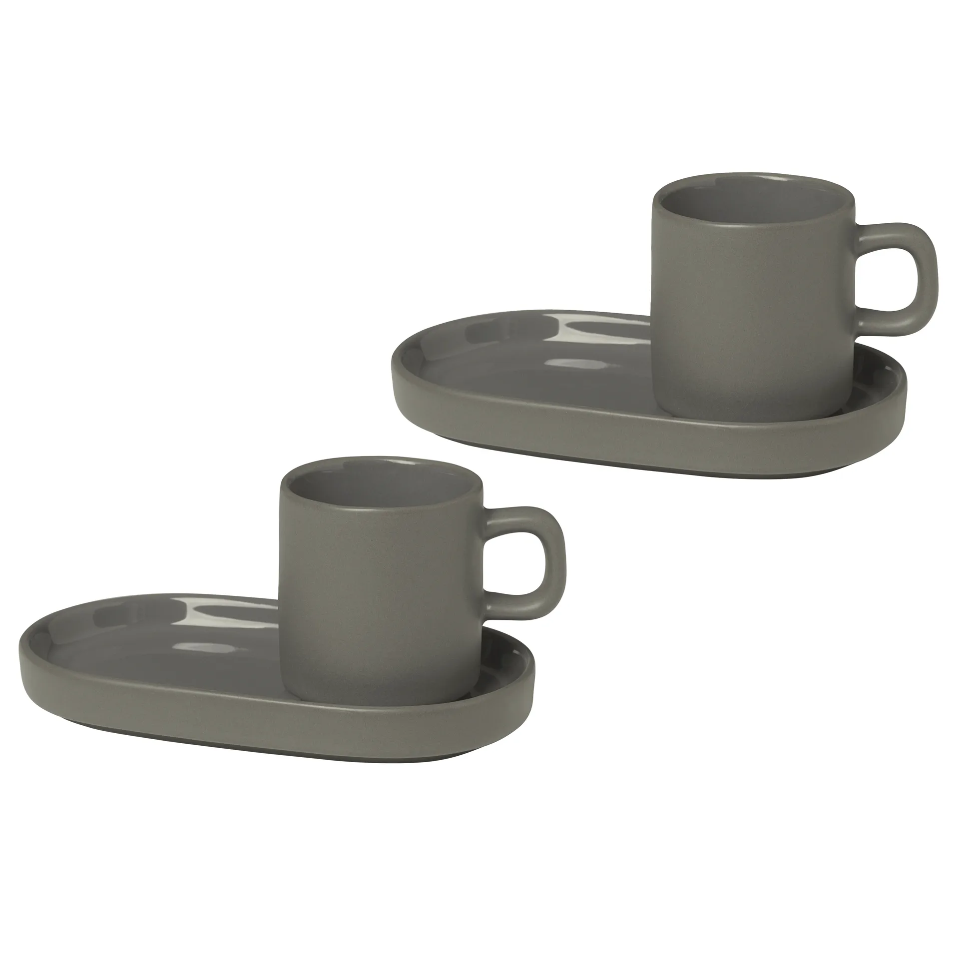 Pilar espressokopje met schotel, 2 stuks, Pewter blomus