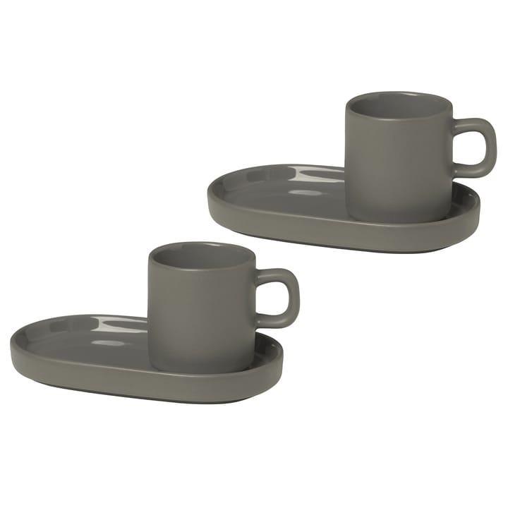 Pilar espressokopje met schotel, 2 stuks - Pewter - Blomus