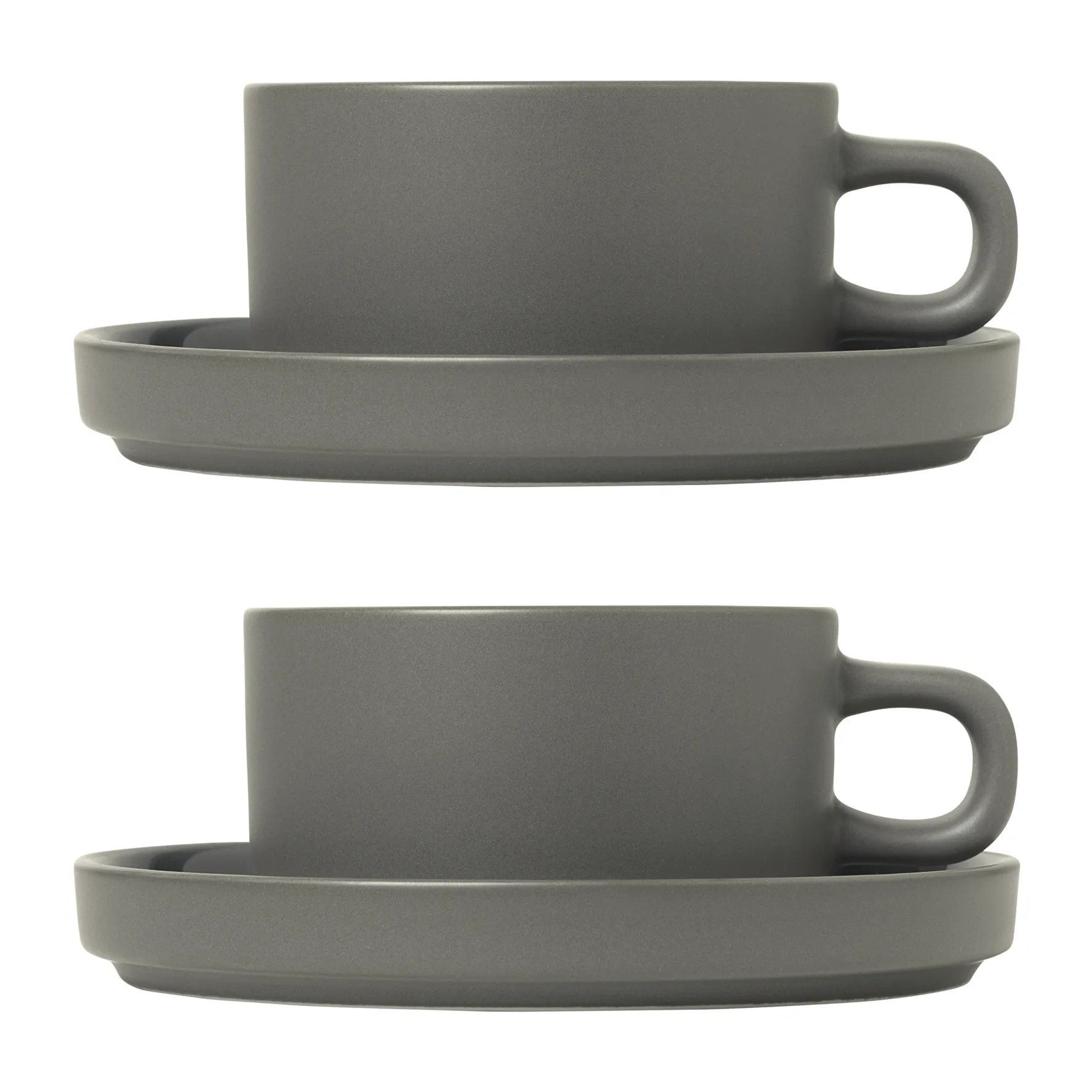 Pilar mok met schotel, 2 stuks, Pewter blomus