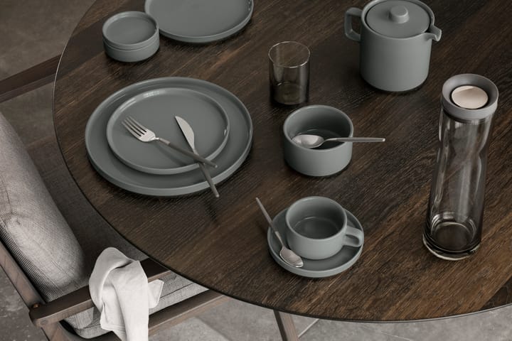 Pilar mok met schotel, 2 stuks, Pewter blomus