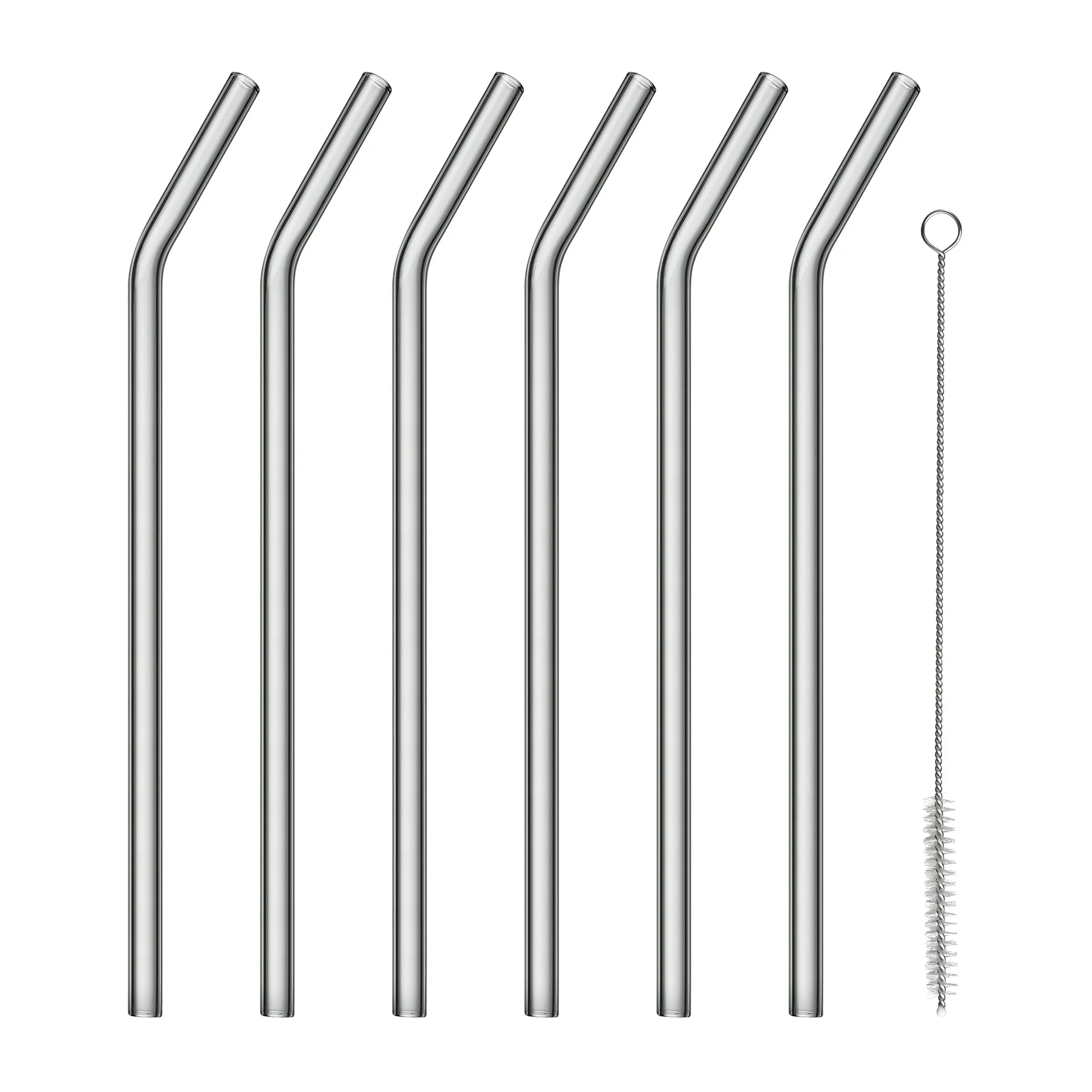 Sala glazen rietjes gebogen met borsteltje Ø20 cm 6-pack, Smoke blomus