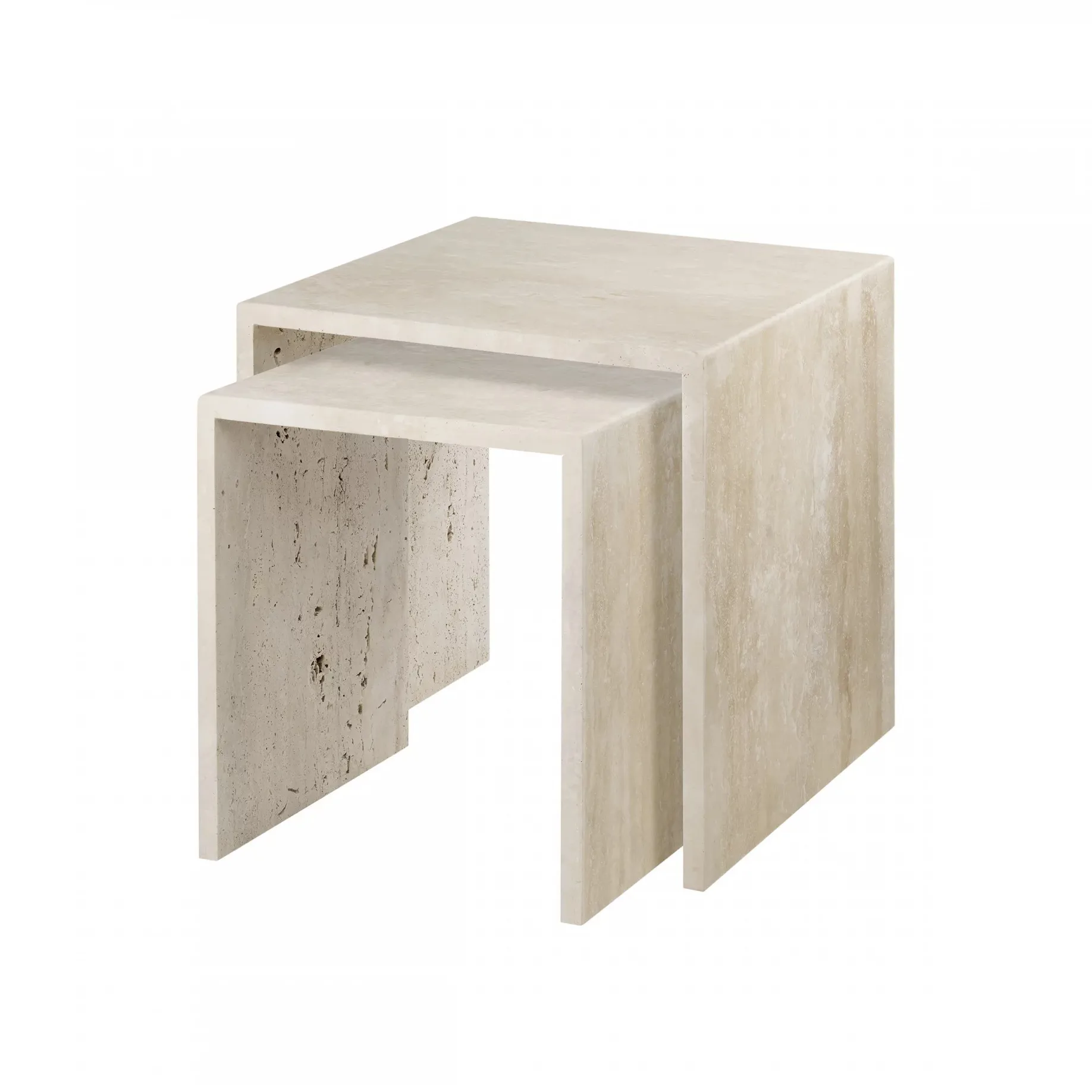 Varu bijzettafel 2-delig, Travertine blomus