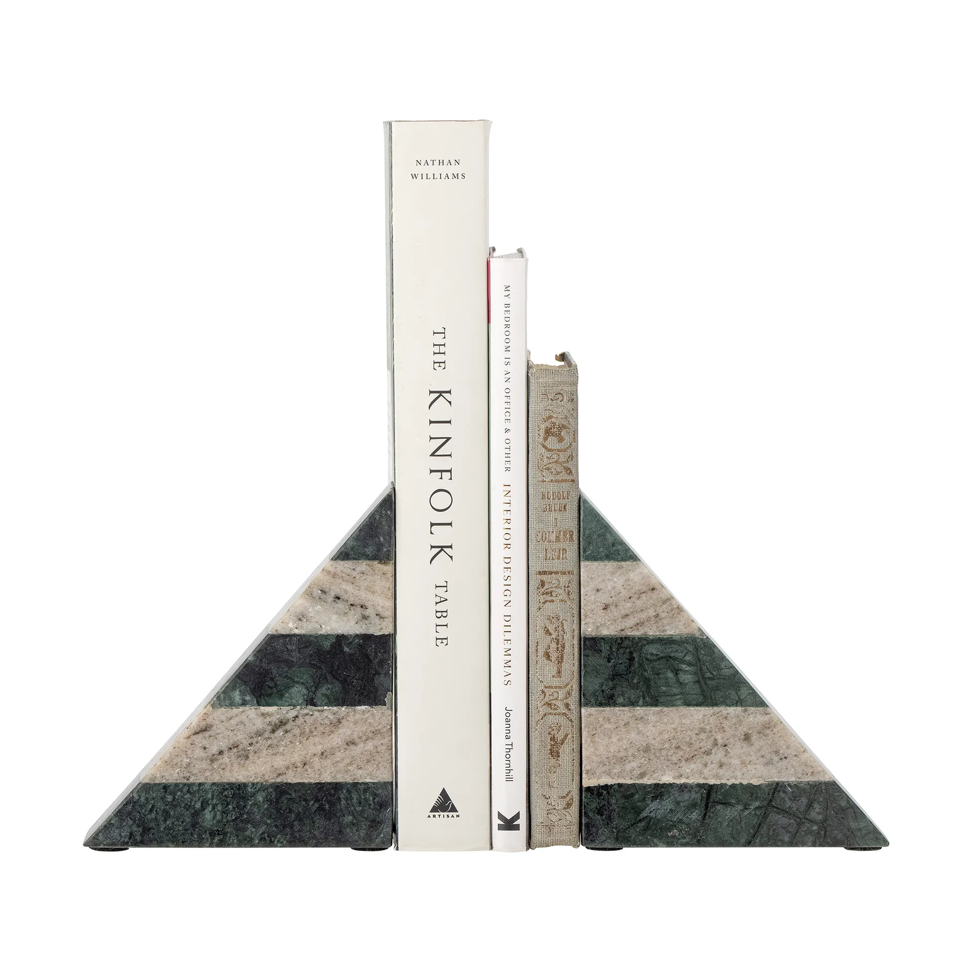 Abir boekensteun 2-pack, Groen-wit marmer Bloomingville