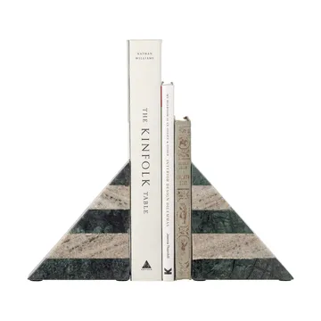 Abir boekensteun 2-pack - Groen-wit marmer - Bloomingville