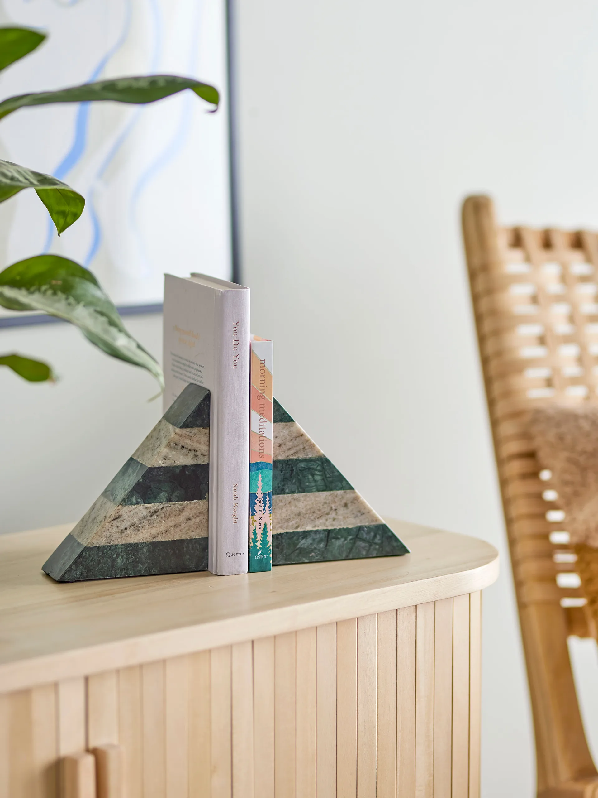 Abir boekensteun 2-pack, Groen-wit marmer Bloomingville