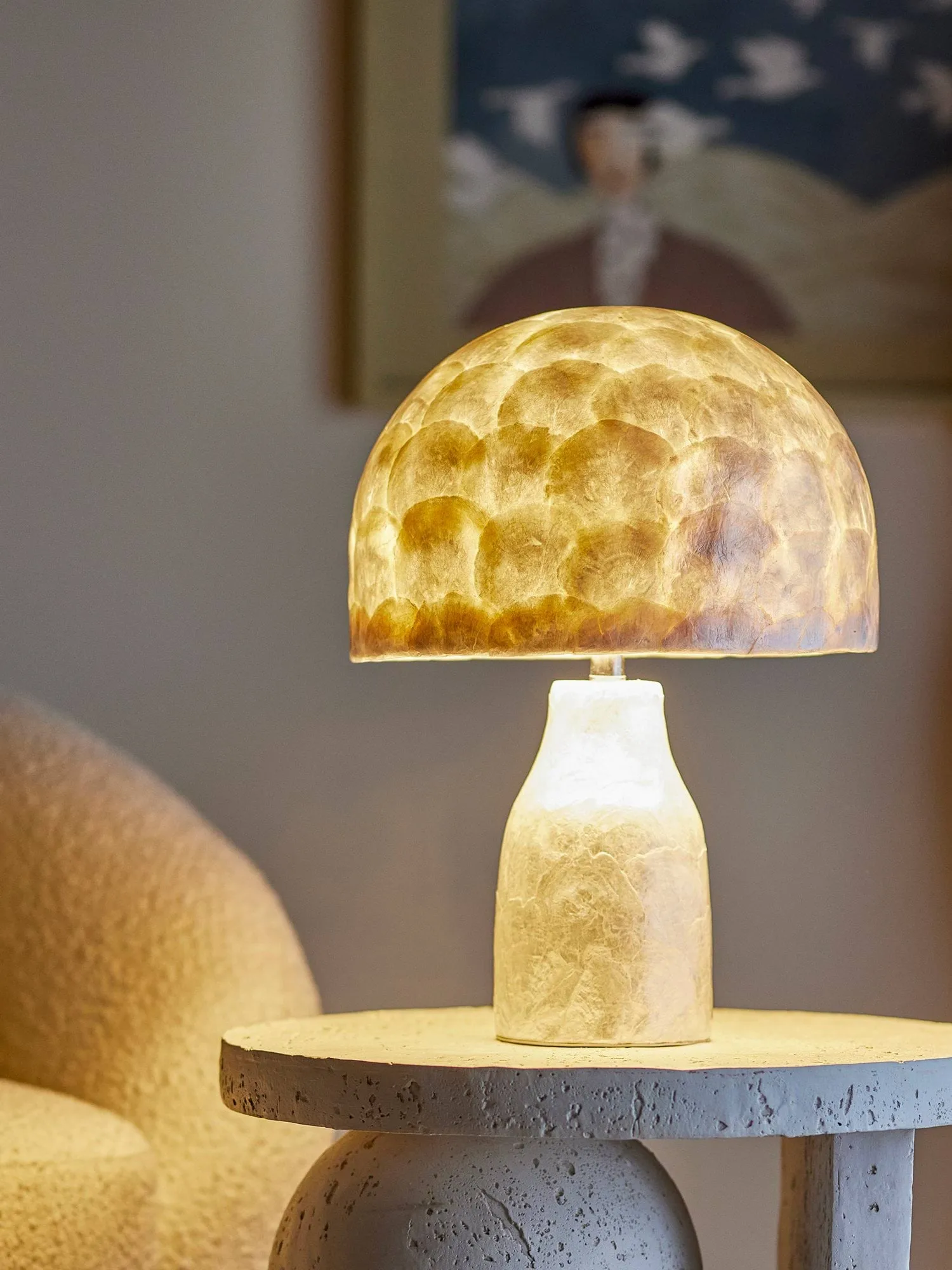 Adria tafellamp, Nature, Mother of pearl Bloomingville