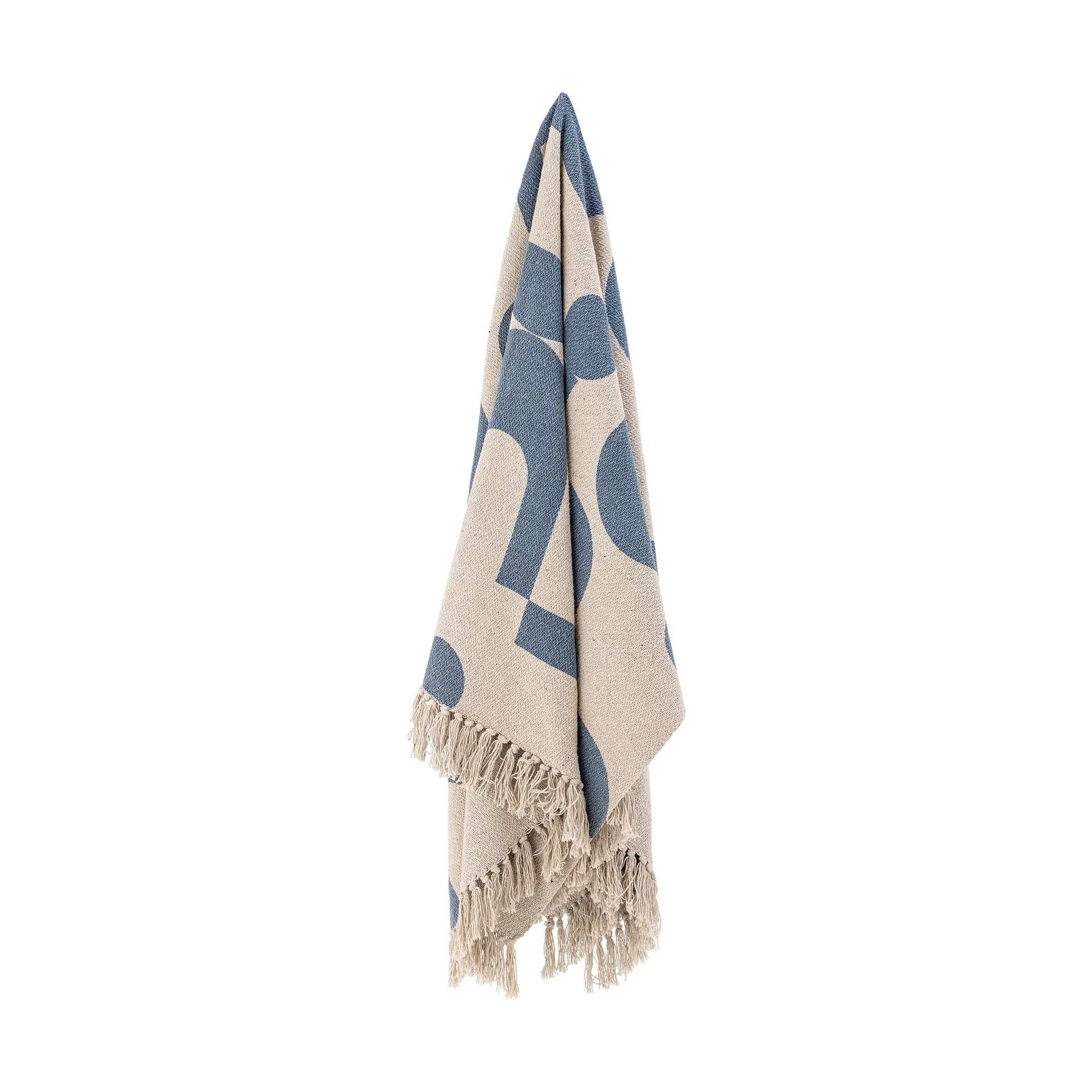 Agno katoenen plaid 130x160 cm, Beige-blauw Bloomingville