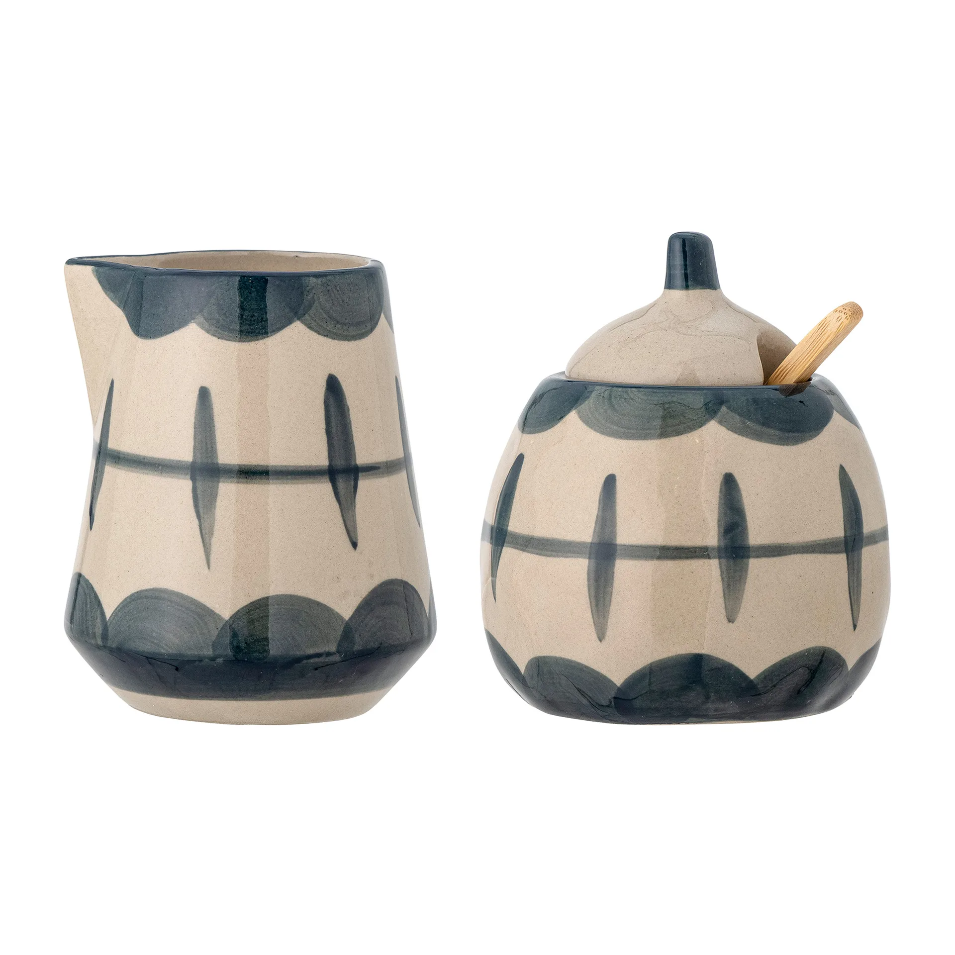 Allium melkkan en suikerpot, Blauwe golven-bamboe Bloomingville