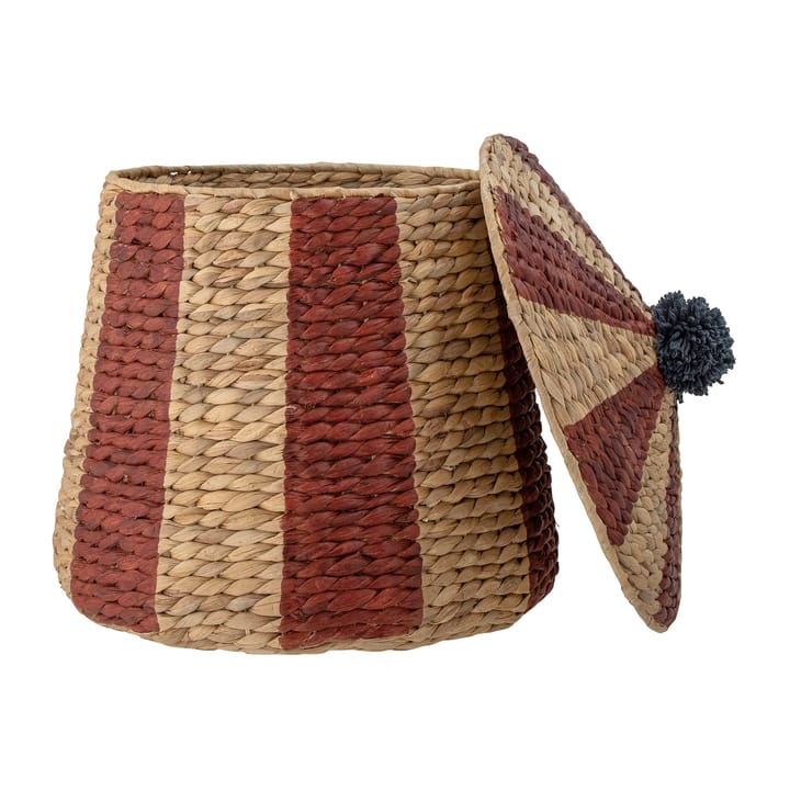 Birsen mand met deksel Ø40 cm, Natuur-rood Bloomingville