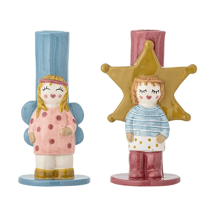 Bisby ljusstake - Blauw-roze, 2 delen, 15 cm - Bloomingville