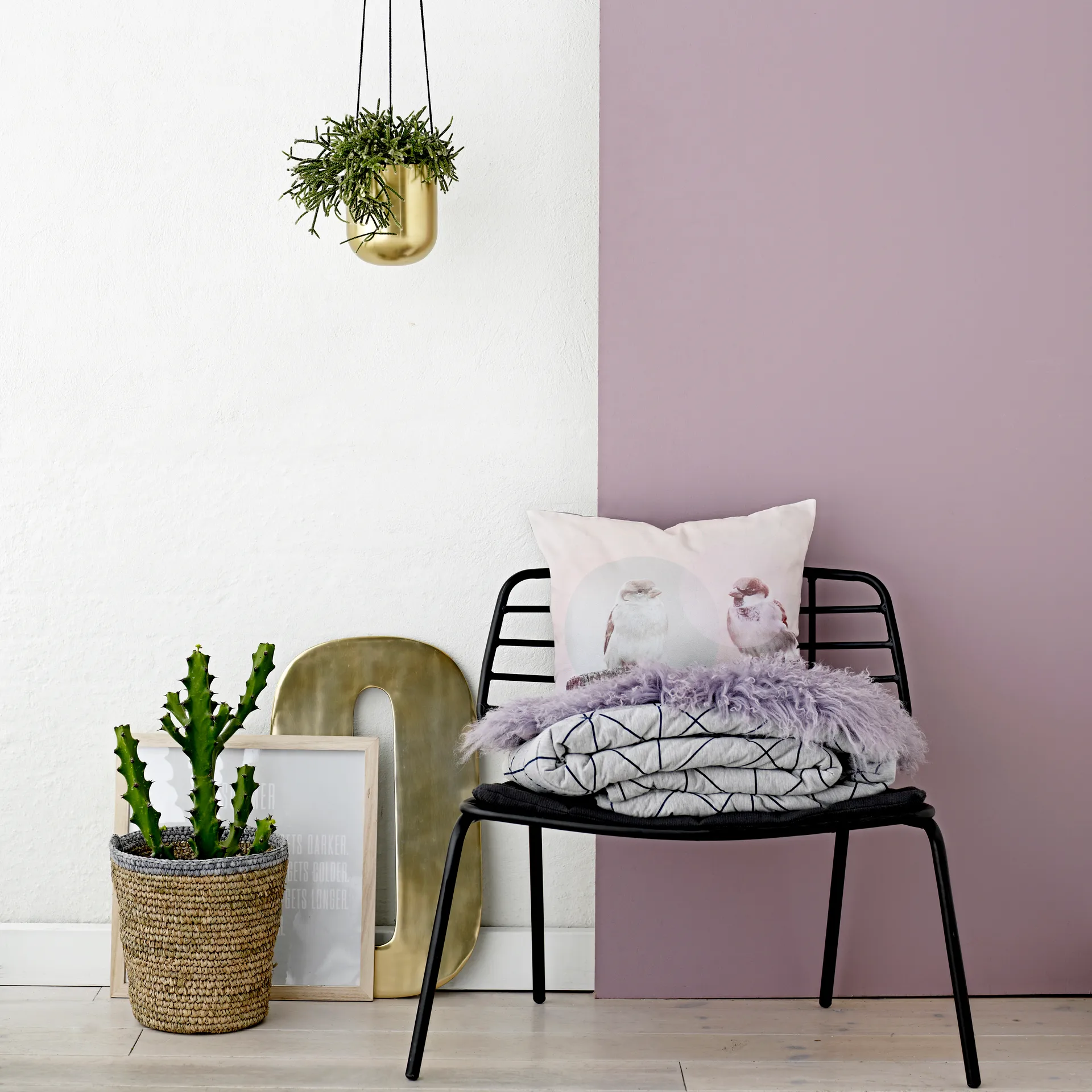 Bloomingville hangende bloempot metaal Ø13.5 cm, messing Bloomingville