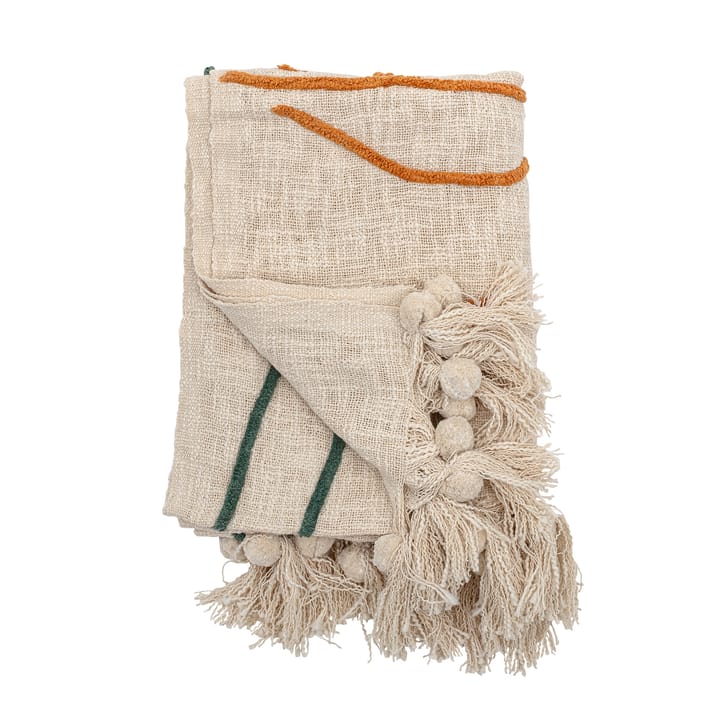 Bloomingville katoenen plaid met borduursel 125x150 cm, Natuur Bloomingville