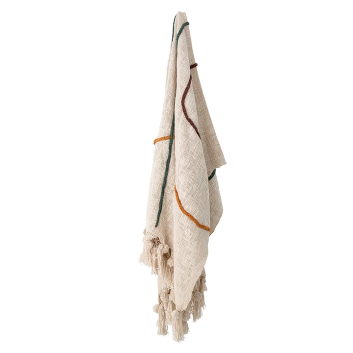 Bloomingville katoenen plaid met borduursel 125x150 cm, Natuur Bloomingville