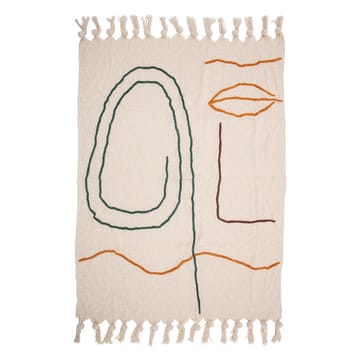 Bloomingville katoenen plaid met borduursel 125x150 cm - Natuur - Bloomingville