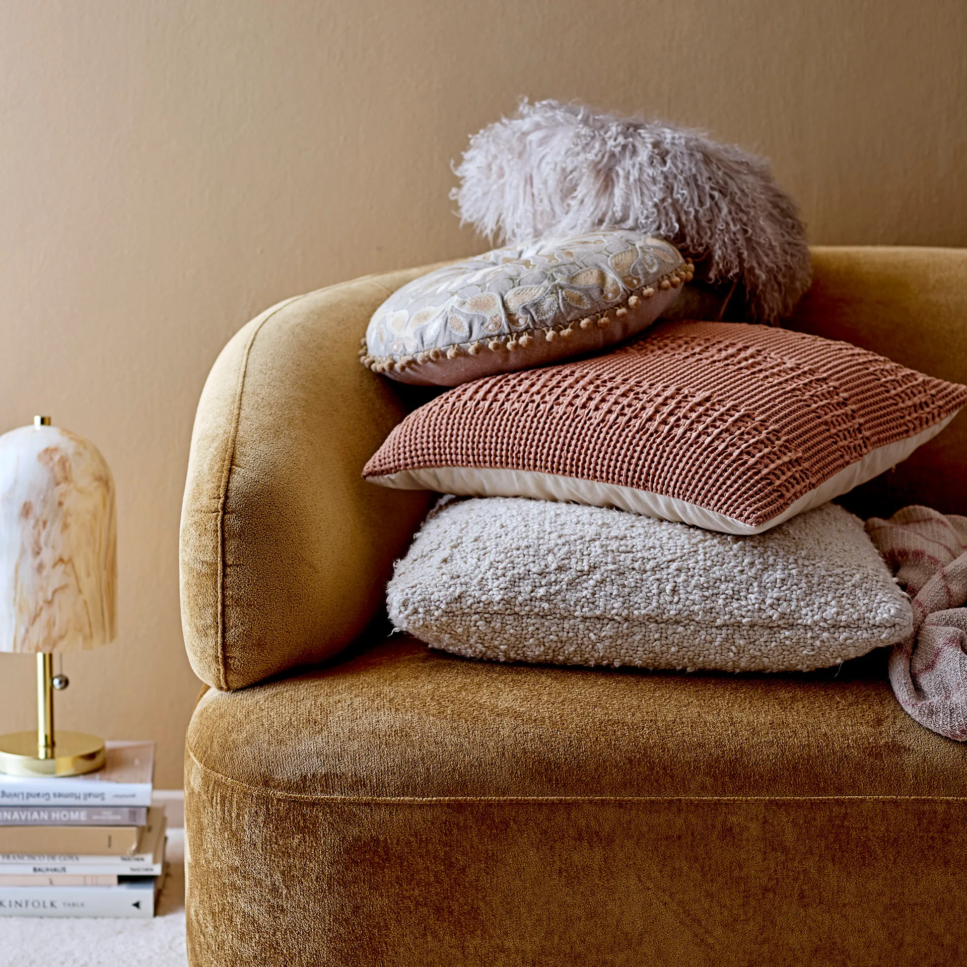 Bloomingville kussen effen 50x50 cm, Natuur Bloomingville