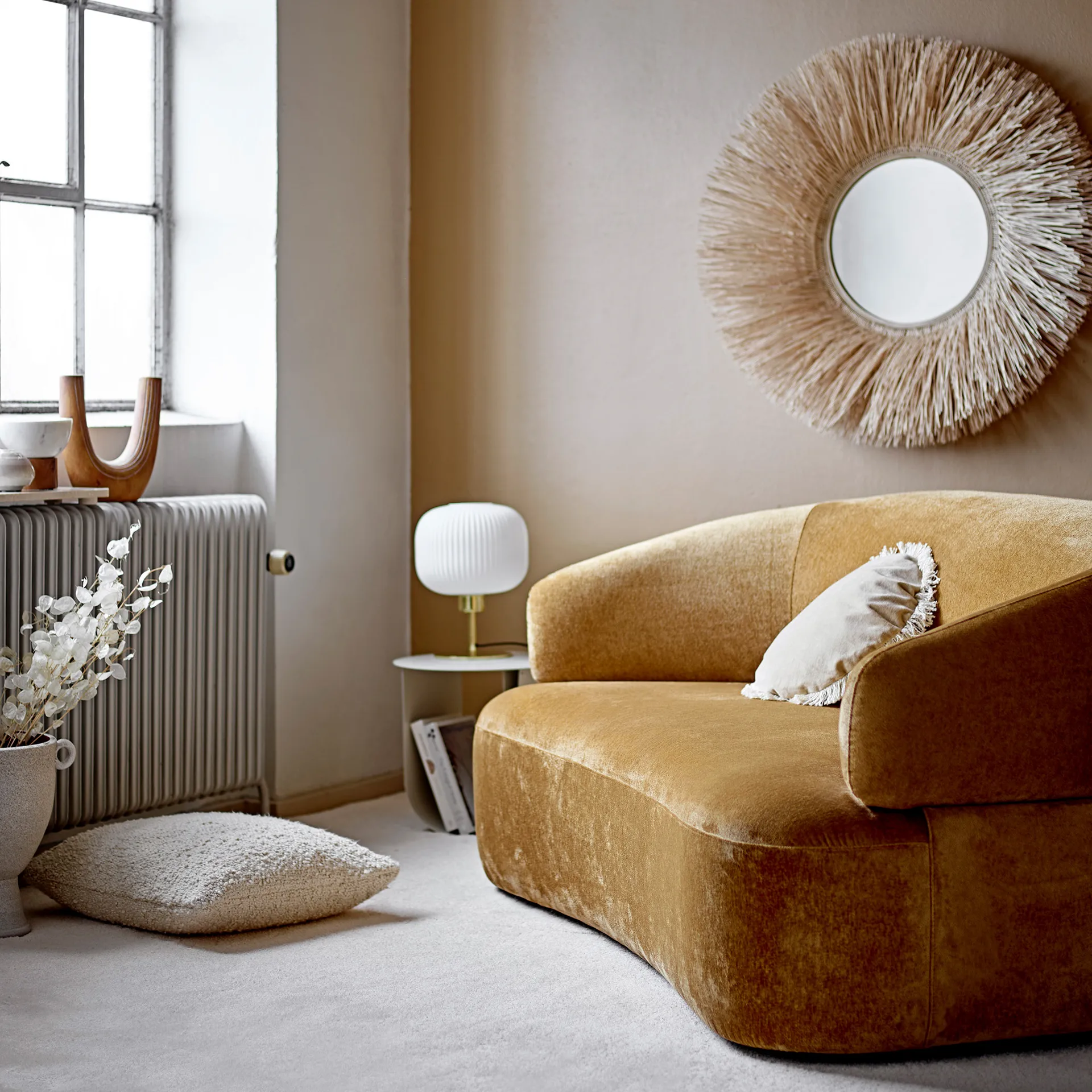 Bloomingville kussen effen 50x50 cm, Natuur Bloomingville