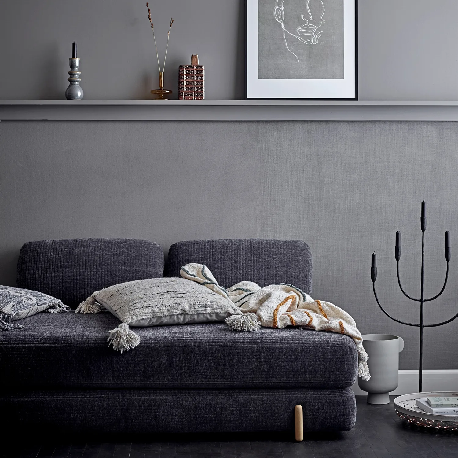 Bloomingville metalen vaas 29 cm, Grijs Bloomingville