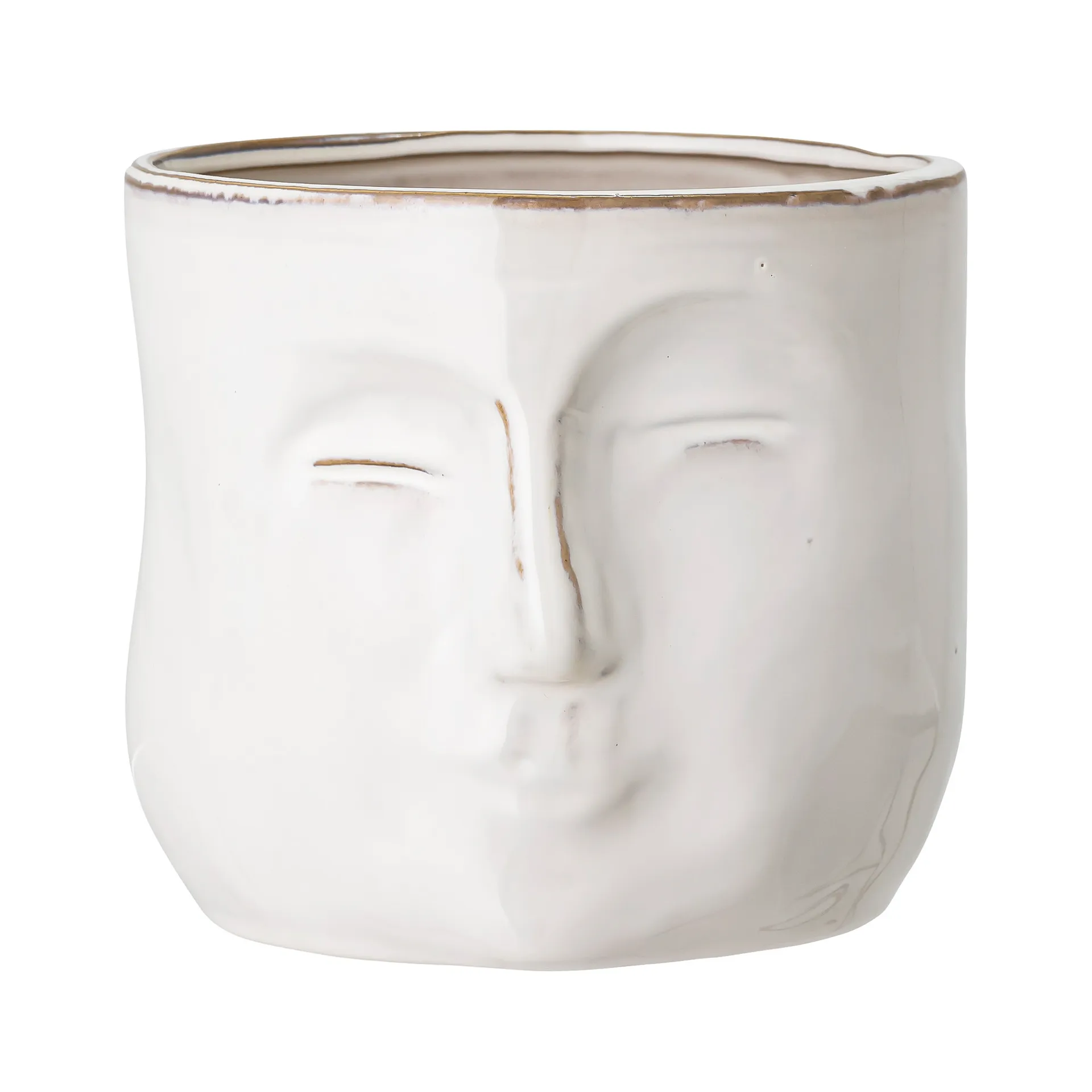 Bloomingville pot met gezicht 16,5x18 cm, Wit Bloomingville