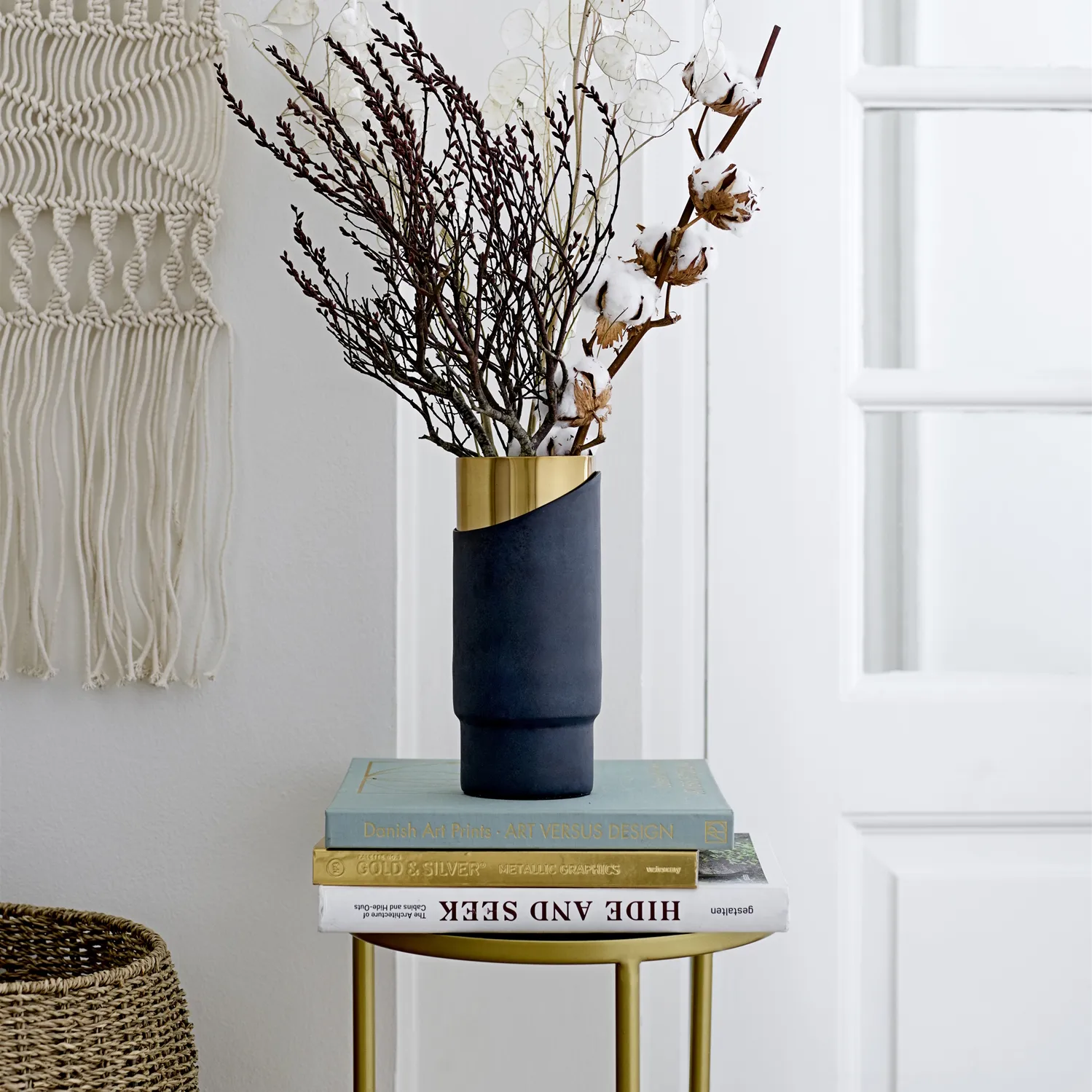 Bloomingville vaas metaal blauw-goud, 23 cm. Bloomingville