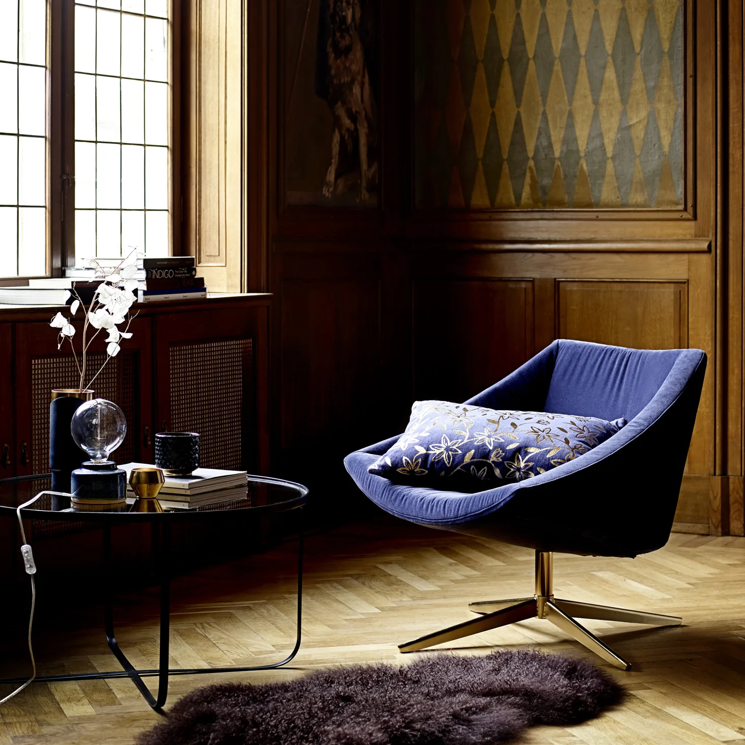 Bloomingville vaas metaal blauw-goud, 23 cm. Bloomingville