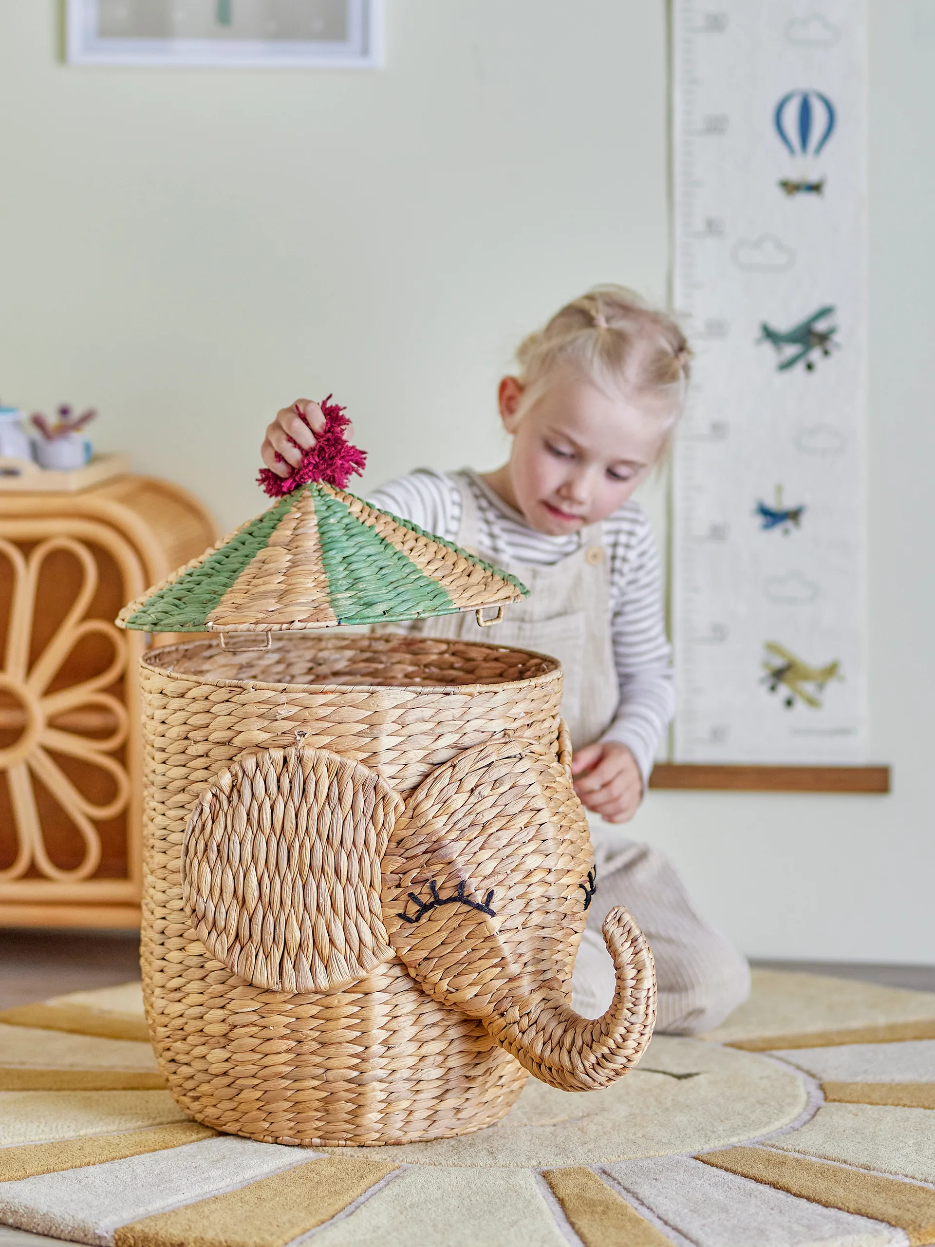 Bobo mand met deksel 35x50 cm, Natuur Bloomingville