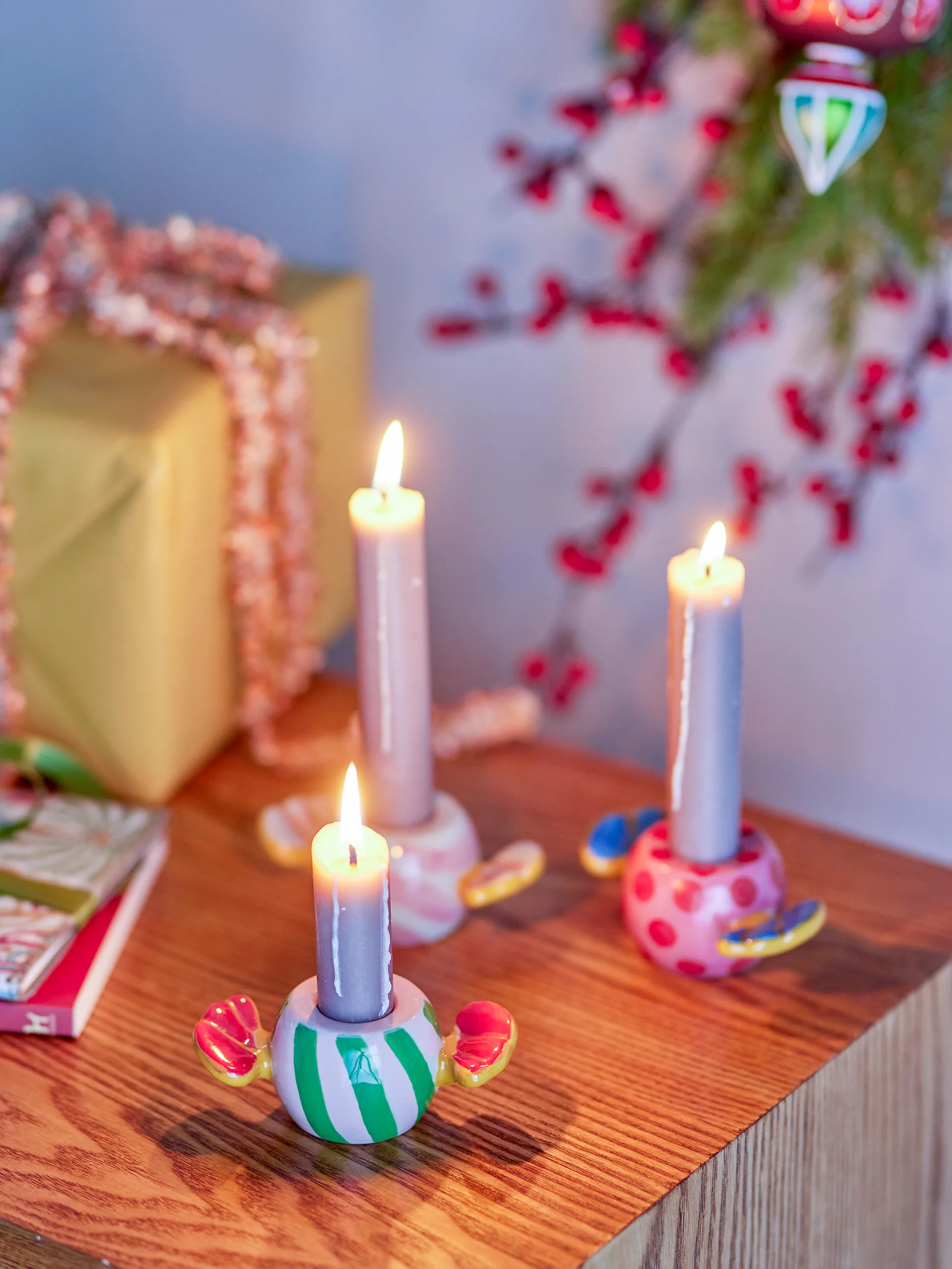 Caramella kandelaren 3-delig, Roze Bloomingville