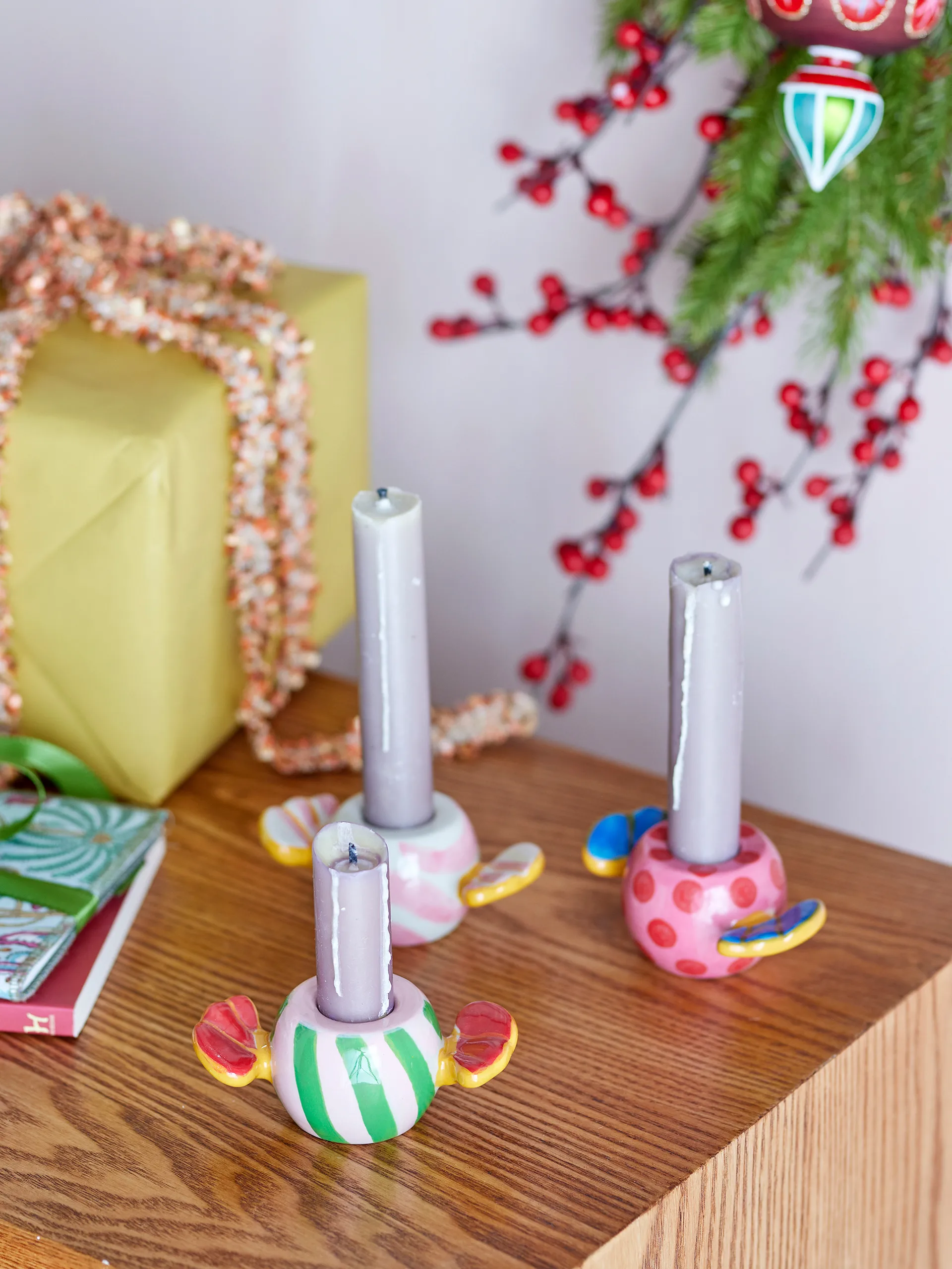 Caramella kandelaren 3-delig, Roze Bloomingville